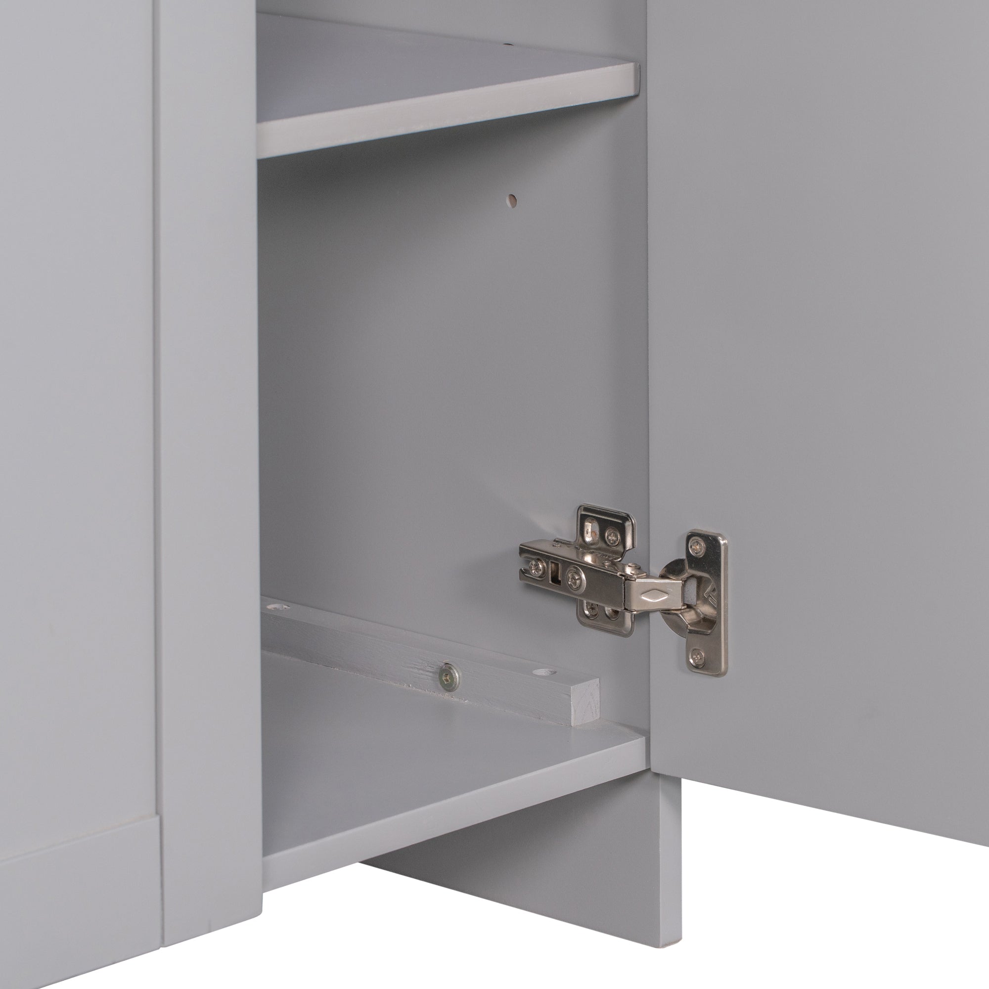 30 inch Freestanding Bath Vanity in Grey with White Resin Top