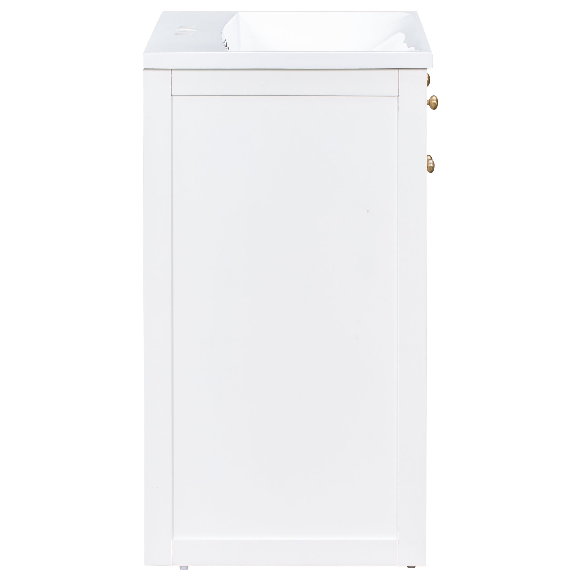 24 in. Freestanding Bath Vanity in White with White Cultured Marble Top