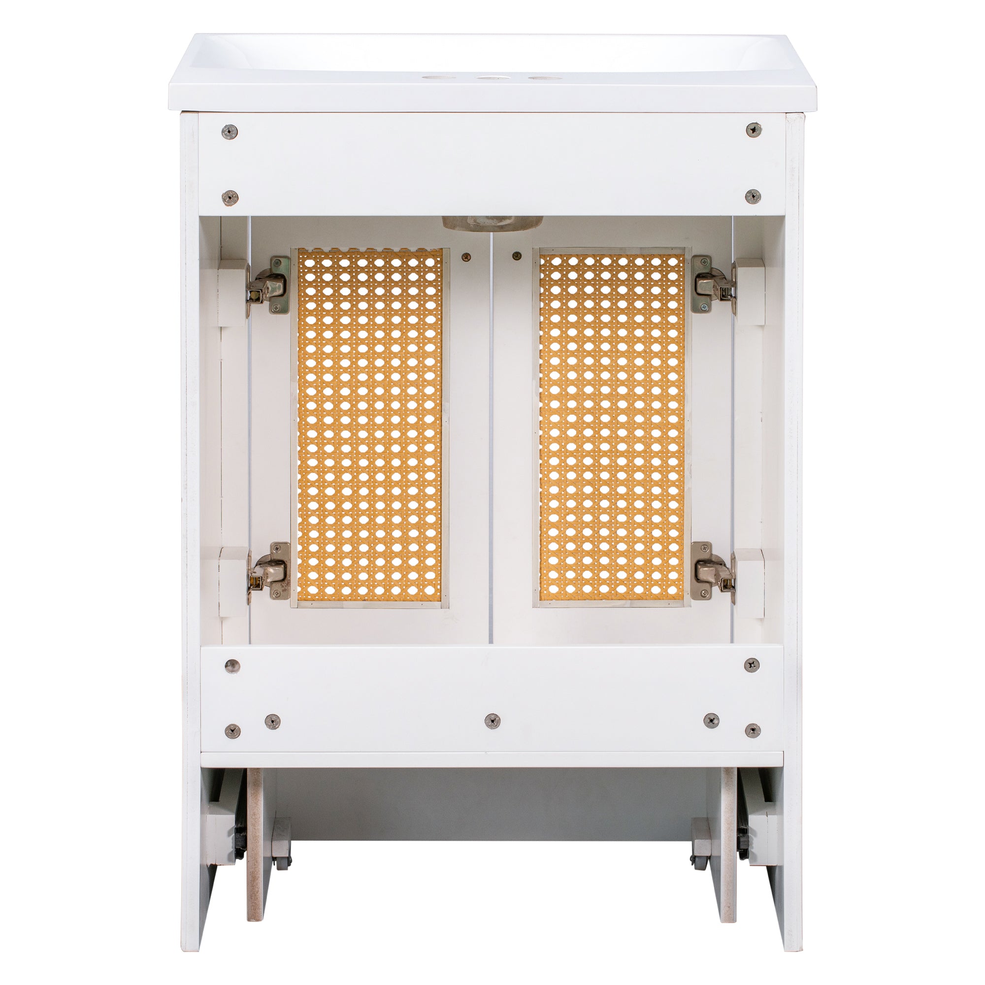 24 in. Freestanding Bath Vanity in White with White Cultured Marble Top