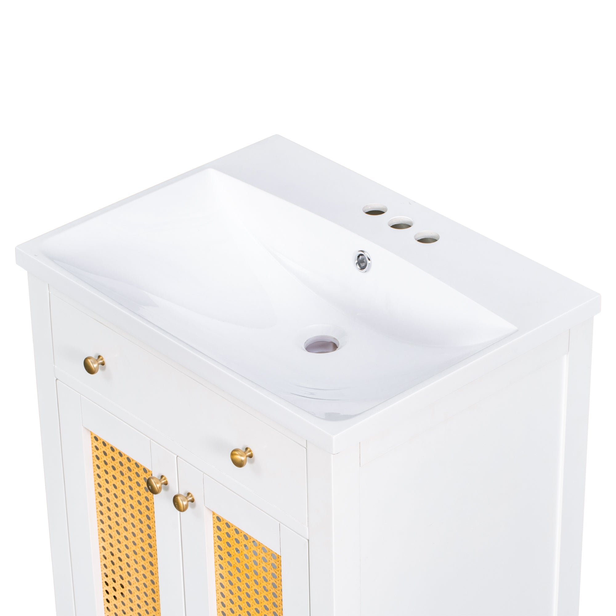 24 in. Freestanding Bath Vanity in White with White Cultured Marble Top