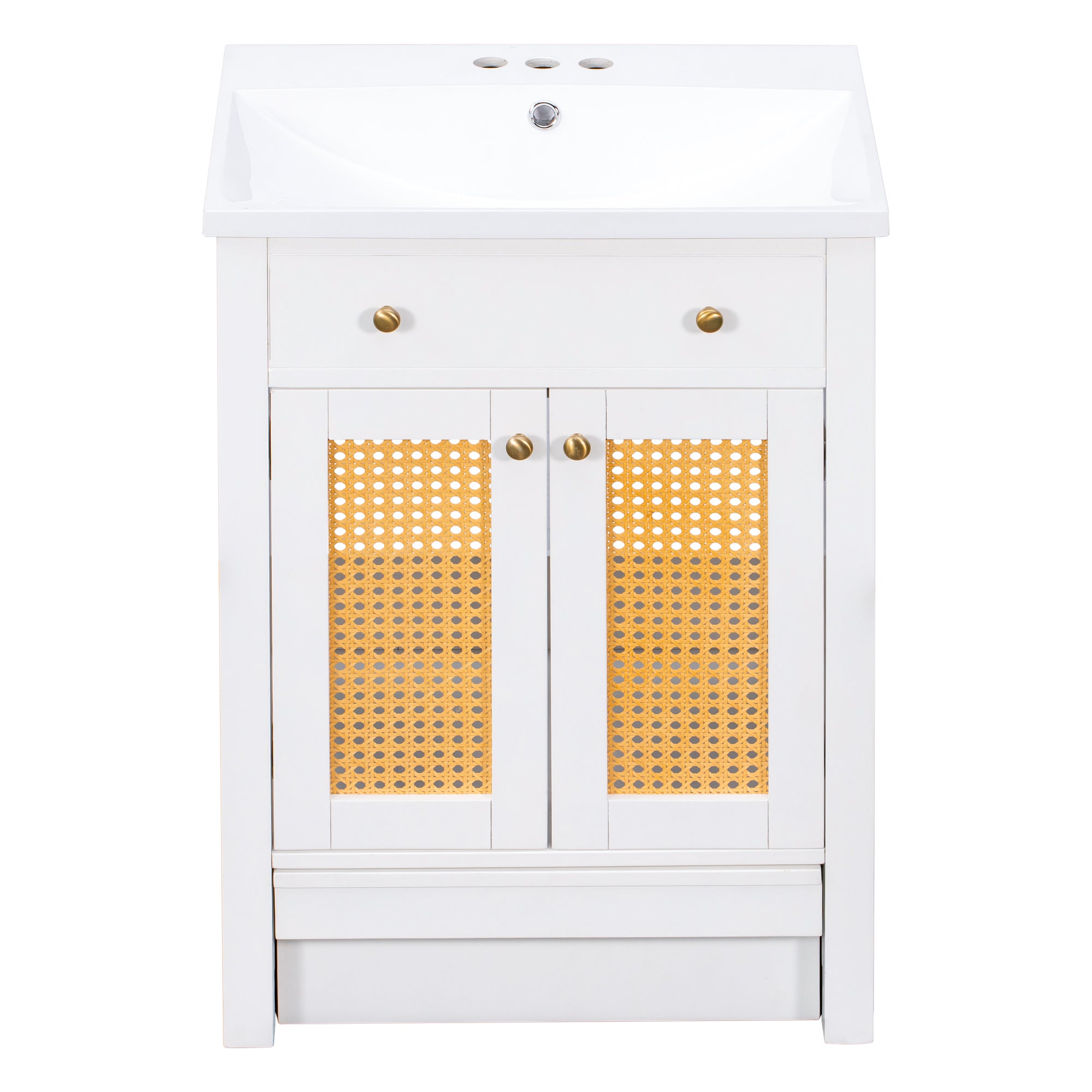 24 in. Freestanding Bath Vanity in White with White Cultured Marble Top