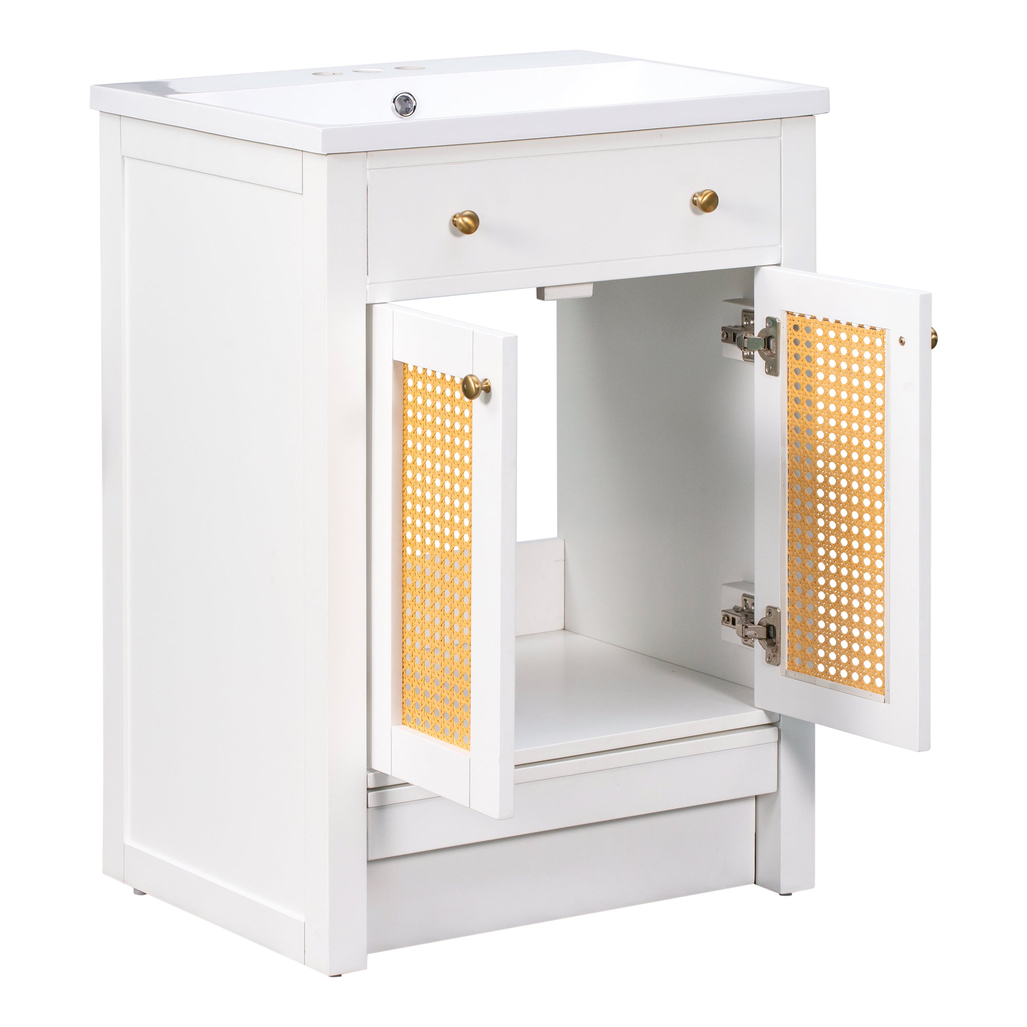 24 in. Freestanding Bath Vanity in White with White Cultured Marble Top