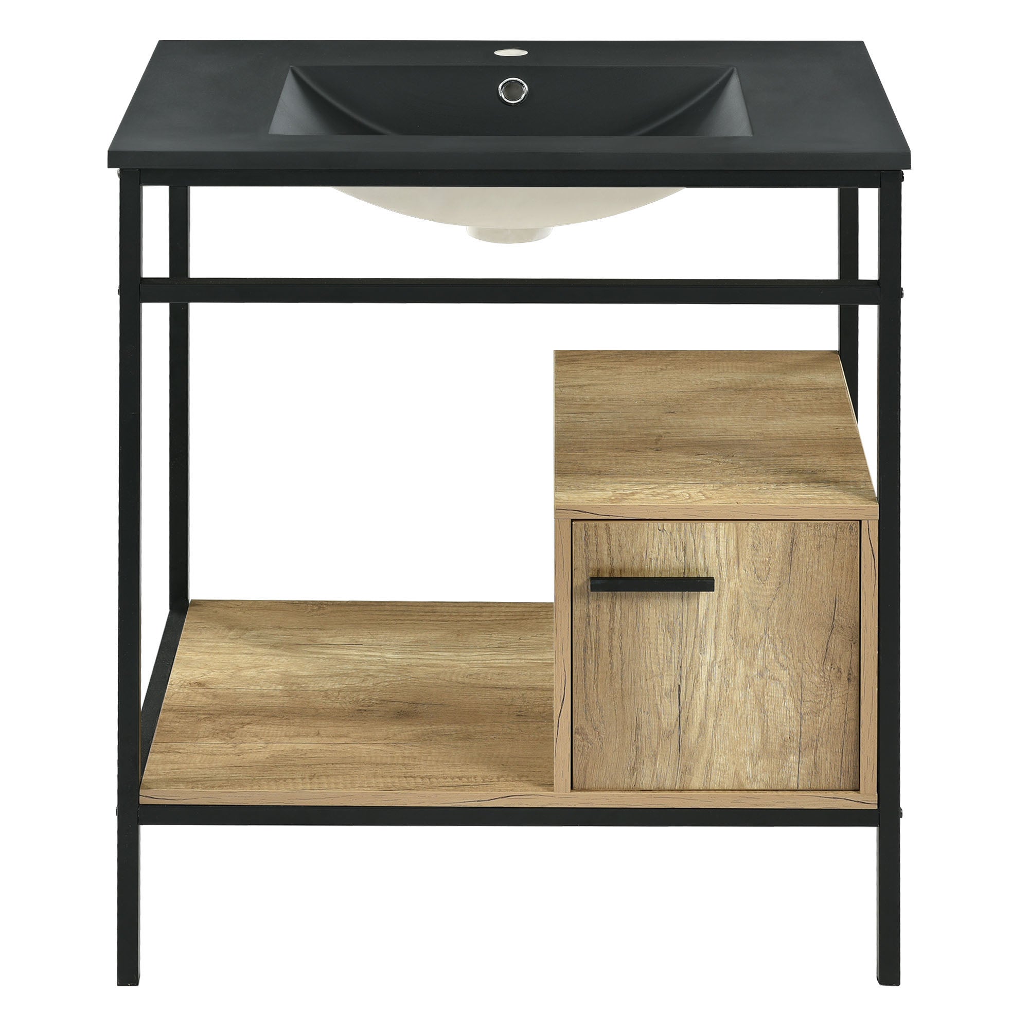30 in. Freestanding Bath Vanity in Black with Black Cultured Marble Top