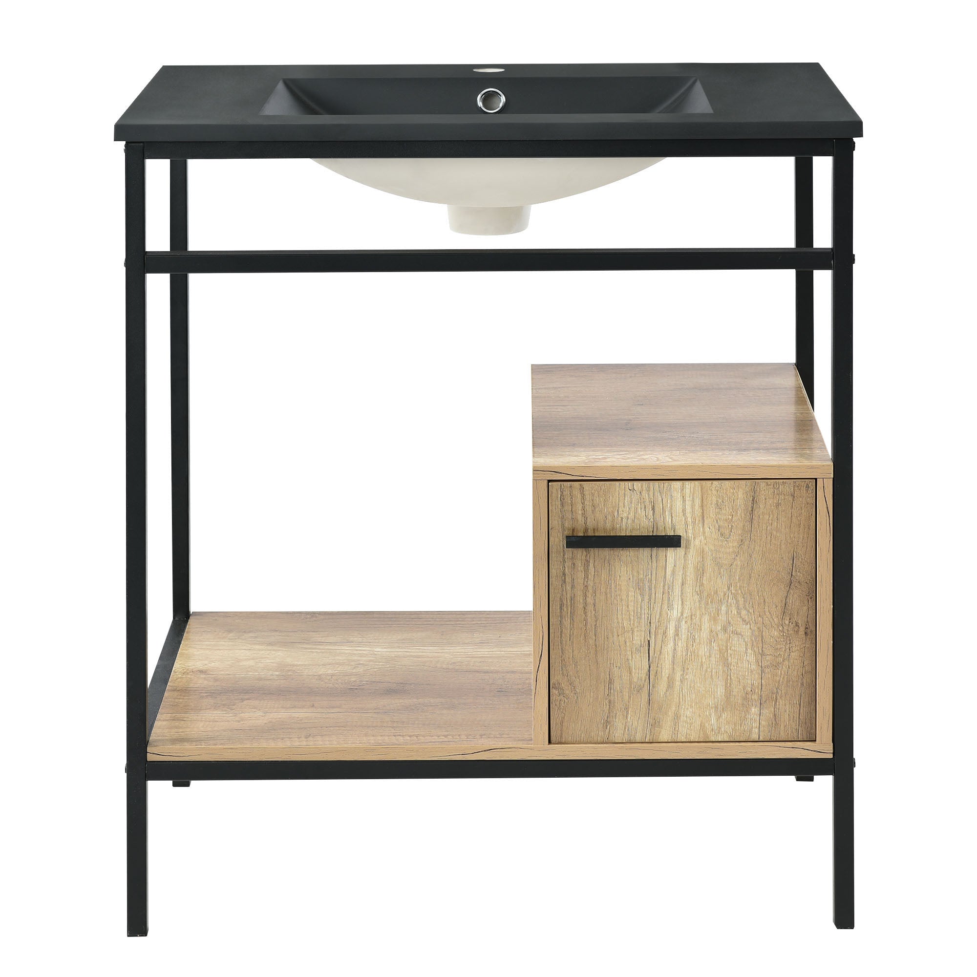30 in. Freestanding Bath Vanity in Black with Black Cultured Marble Top