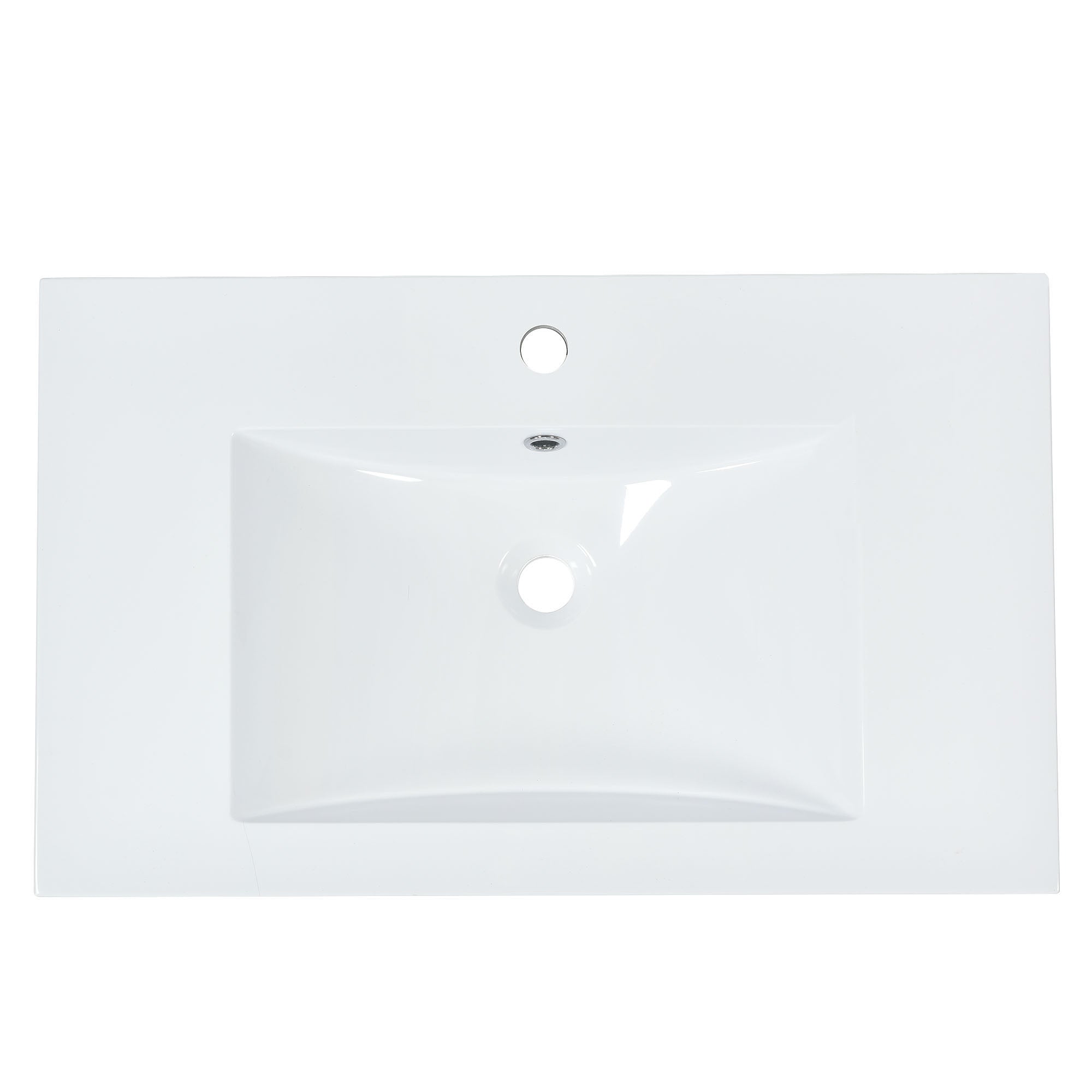 30 inch Solid Wood Freestanding Bathroom Vanity Set in Burly Wood with White Integrated Resin Sink