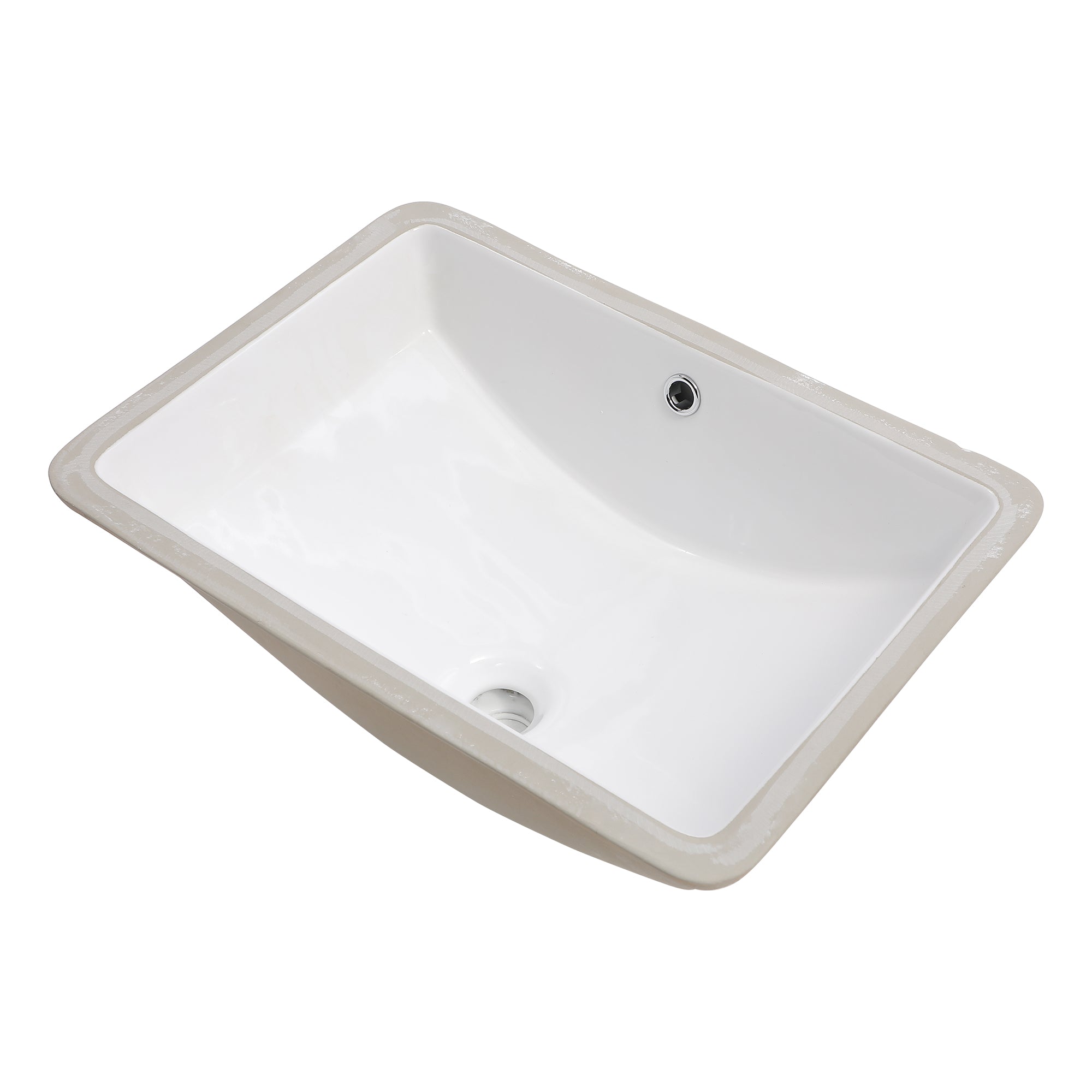 Rectangle Ceramic Undermount Bathroom Sink with Overflow