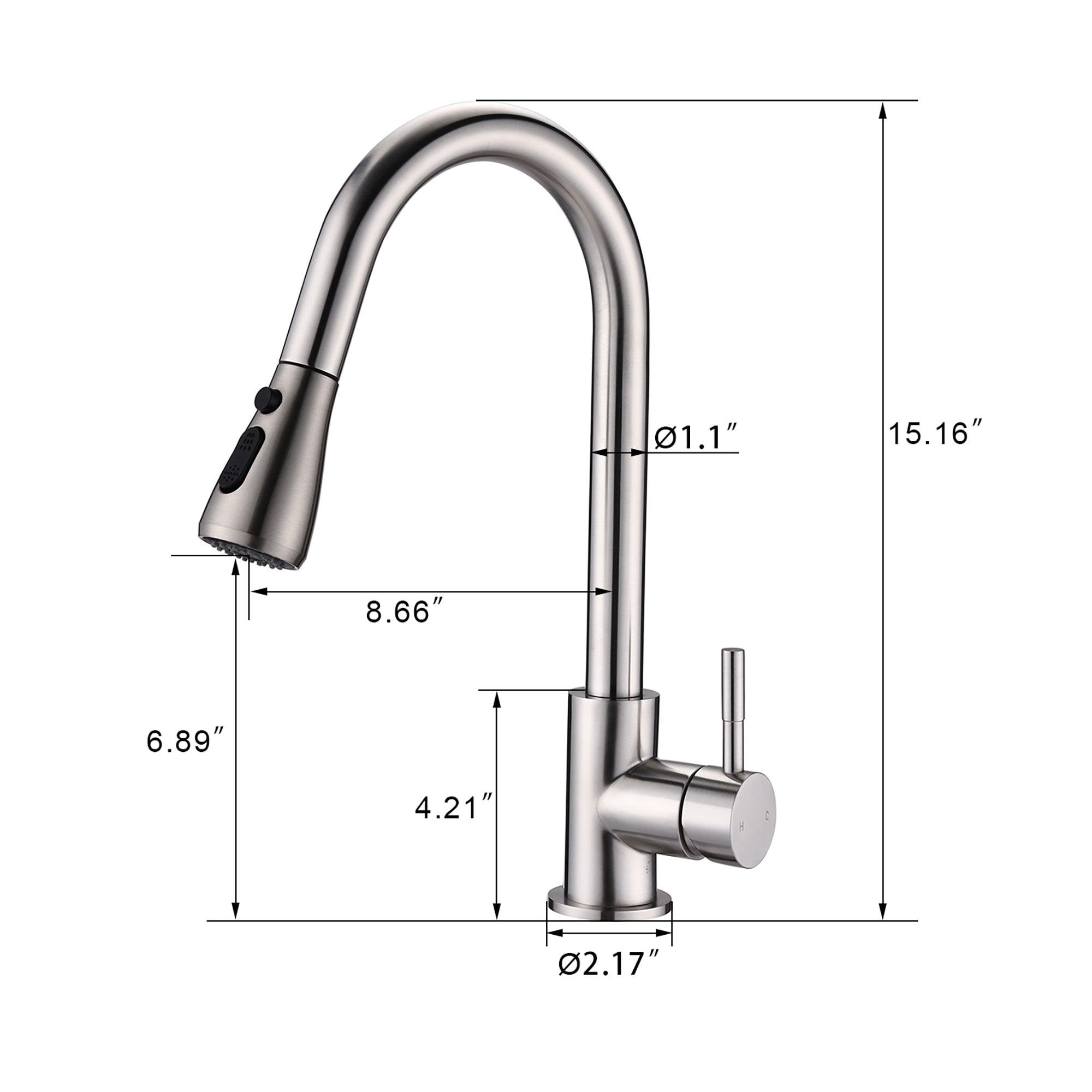 Single Handle Deck Mounted High Arc Pull Down Kitchen Faucet with Sprayer