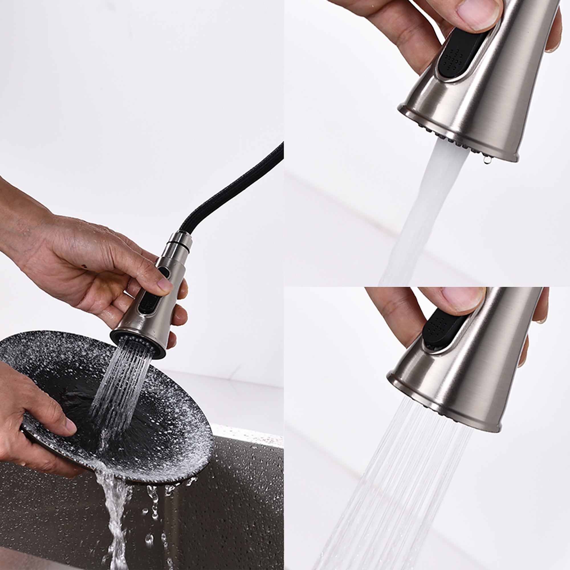 Single Handle Deck Mounted High Arc Pull Down Kitchen Faucet with Sprayer