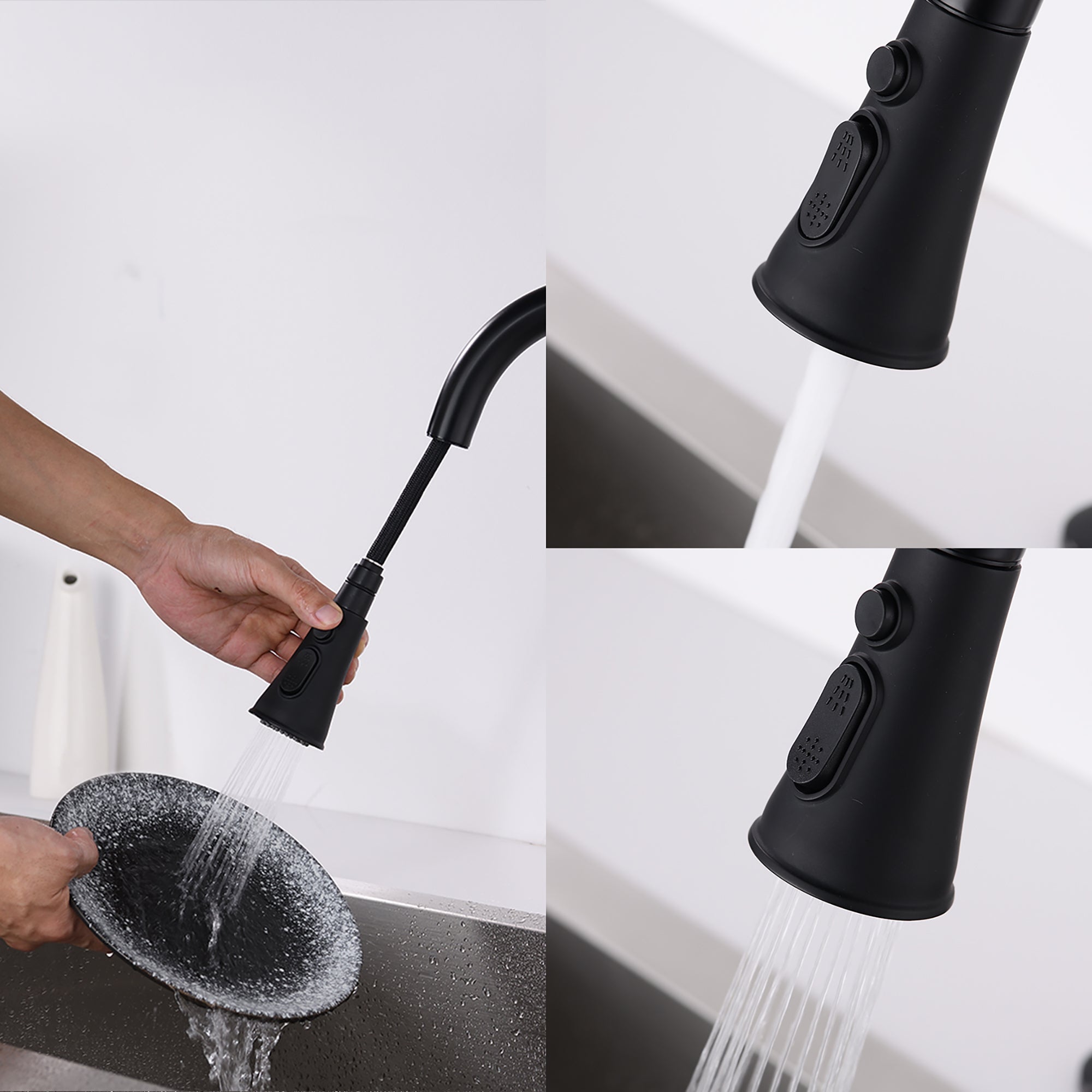 Single Handle Deck Mounted High Arc Pull Down Kitchen Faucet with Sprayer