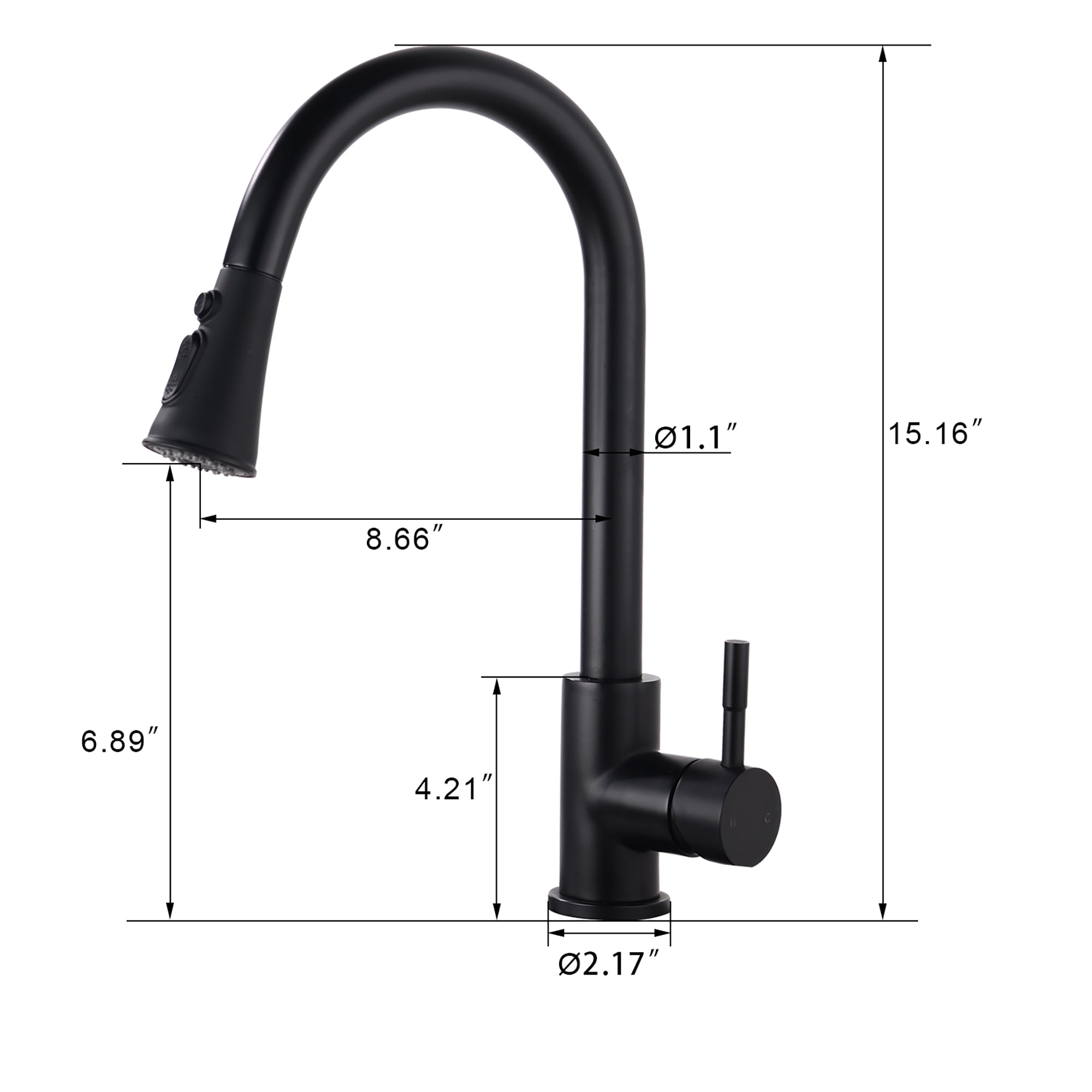 Single Handle Deck Mounted High Arc Pull Down Kitchen Faucet with Sprayer