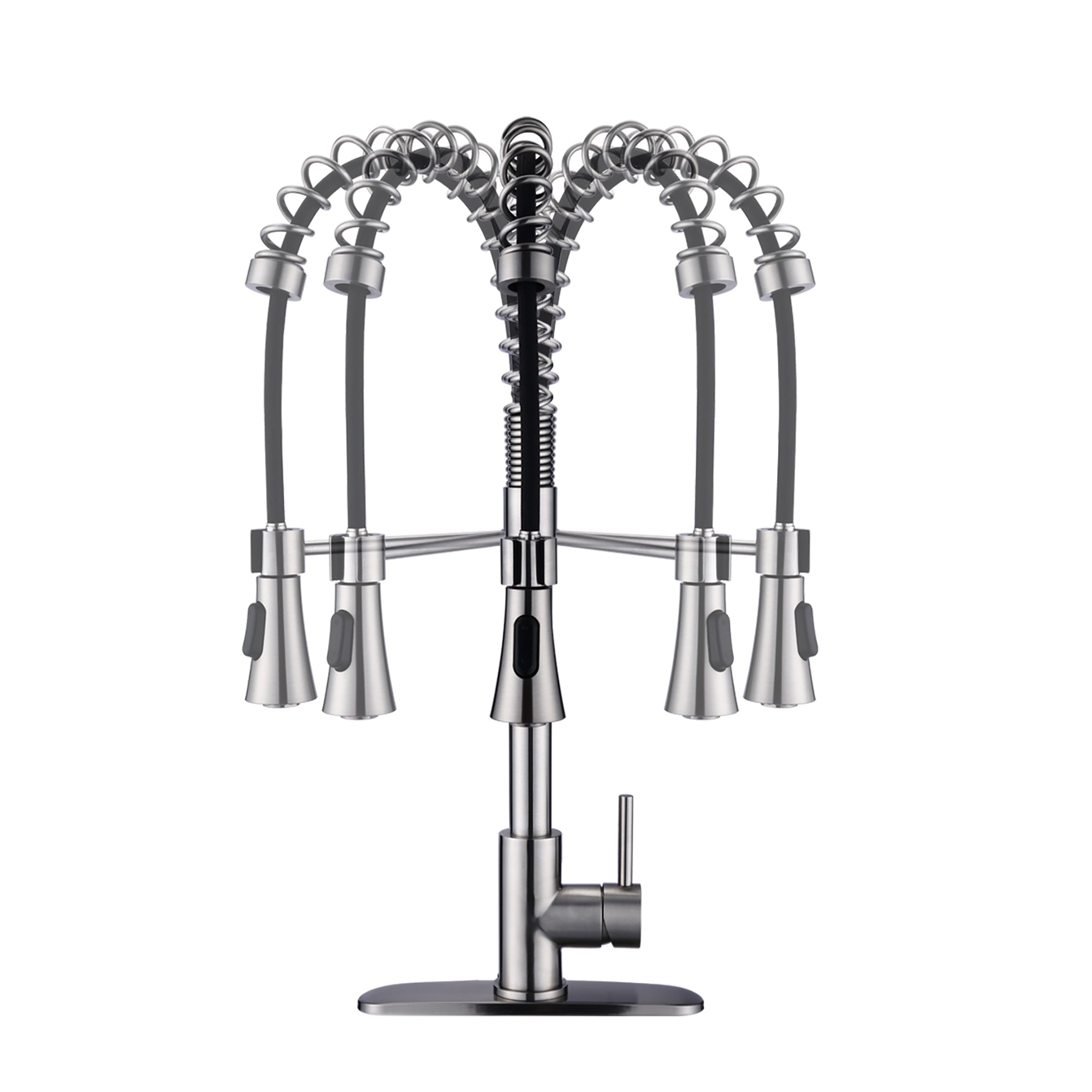 Single Handle Deck Mounted Spring Neck Pull Down Kitchen Faucet with Sprayer