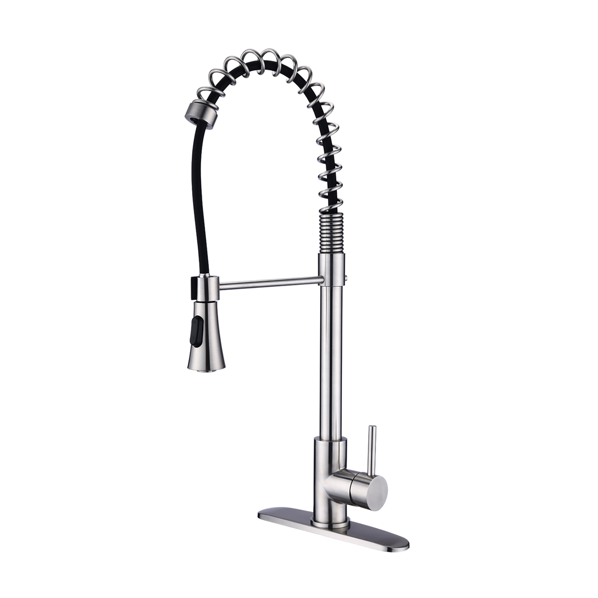 Single Handle Deck Mounted Spring Neck Pull Down Kitchen Faucet with Sprayer