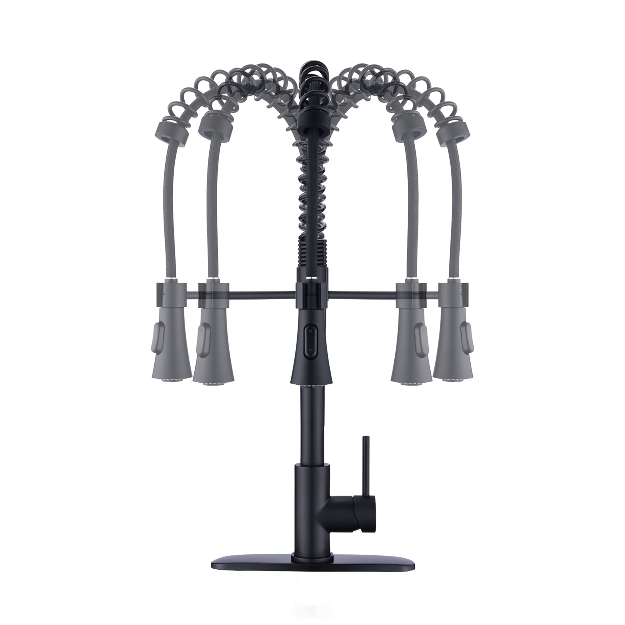 Single Handle Deck Mounted Spring Neck Pull Down Kitchen Faucet with Sprayer