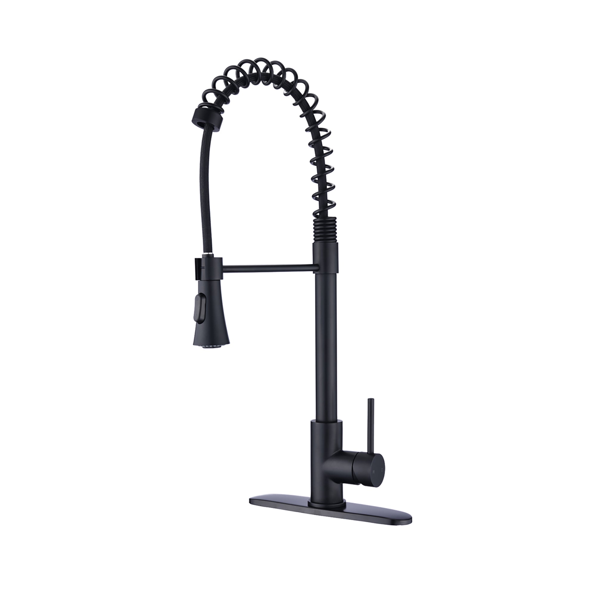 Single Handle Deck Mounted Spring Neck Pull Down Kitchen Faucet with Sprayer