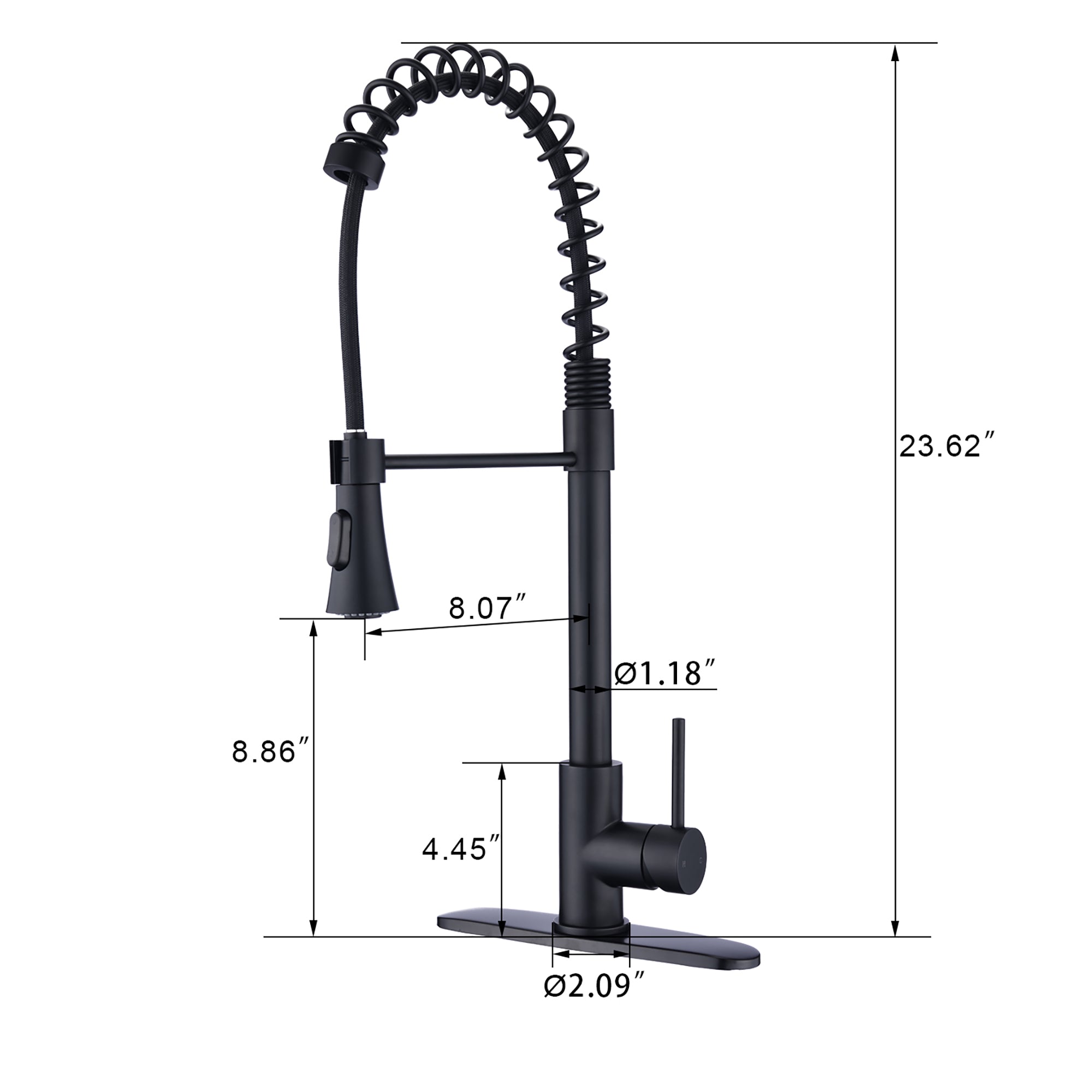 Single Handle Deck Mounted Spring Neck Pull Down Kitchen Faucet with Sprayer