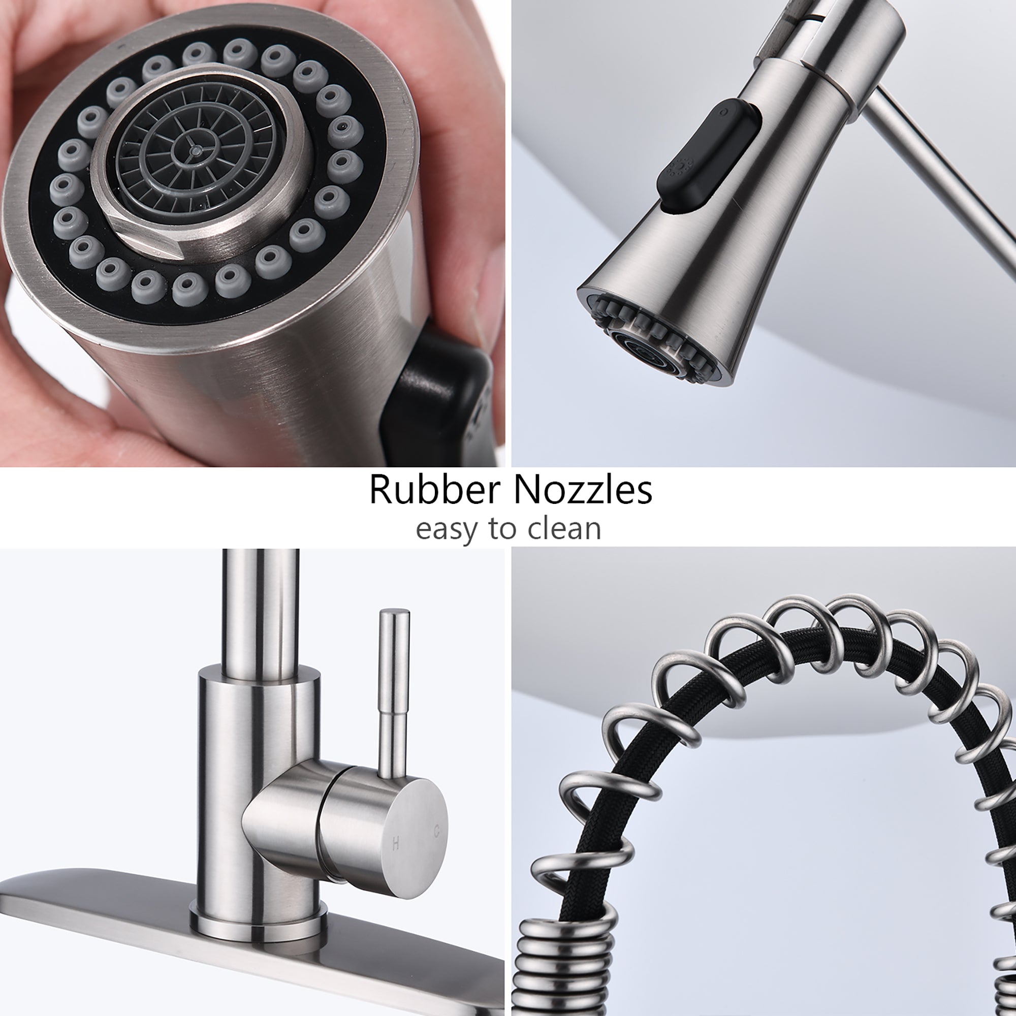 Single Handle Deck Mounted Spring Neck Pull Down Kitchen Faucet with Sprayer
