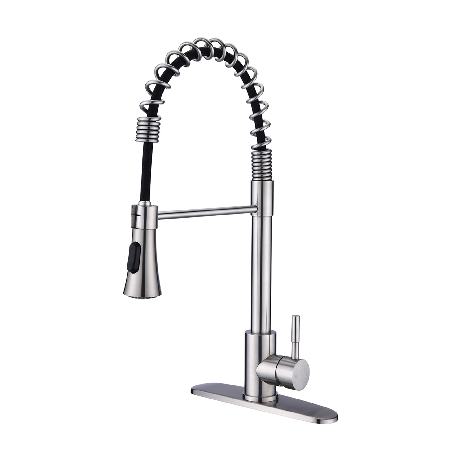 Single Handle Deck Mounted Spring Neck Pull Down Kitchen Faucet with Sprayer
