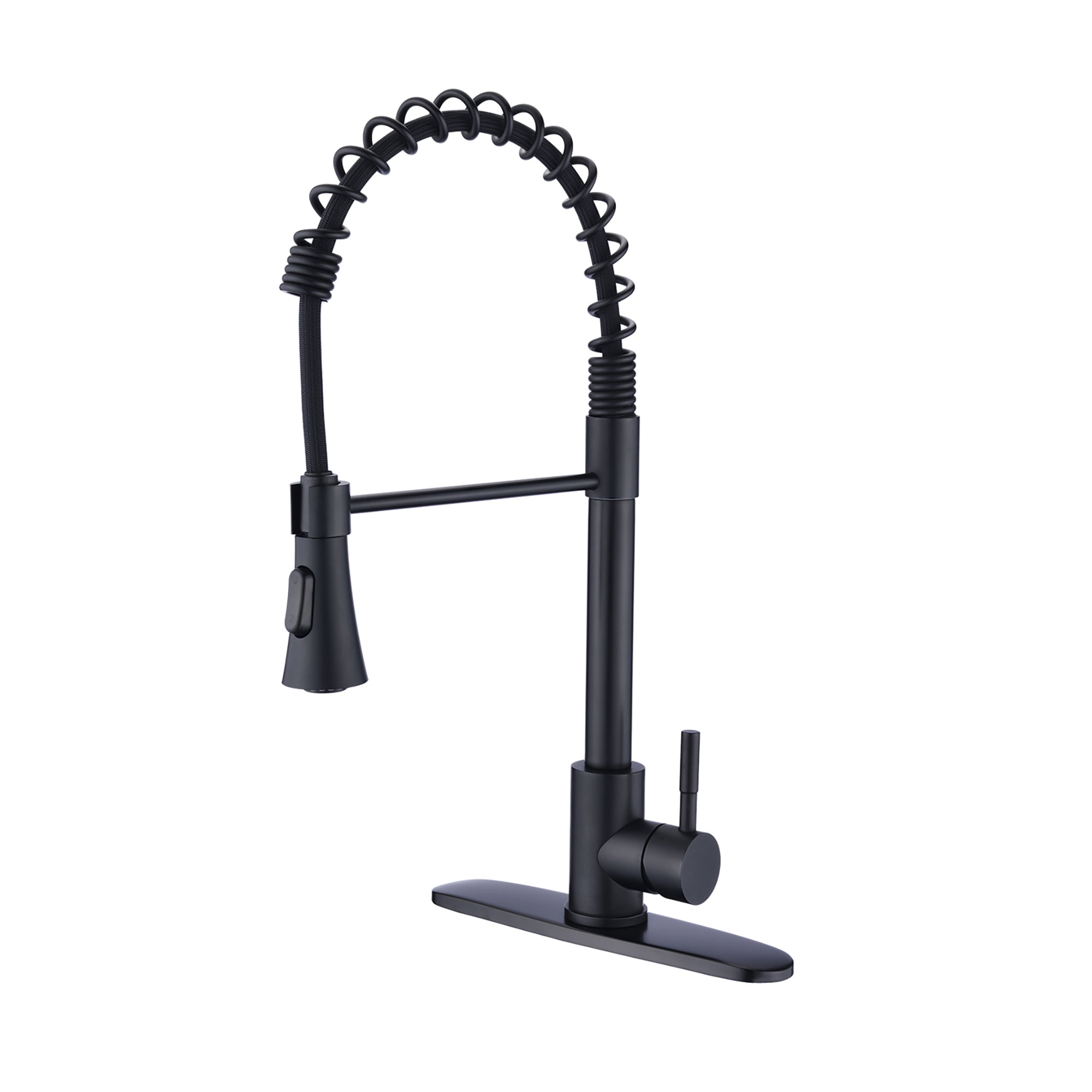 Single Handle Deck Mounted Spring Neck Pull Down Kitchen Faucet with Sprayer