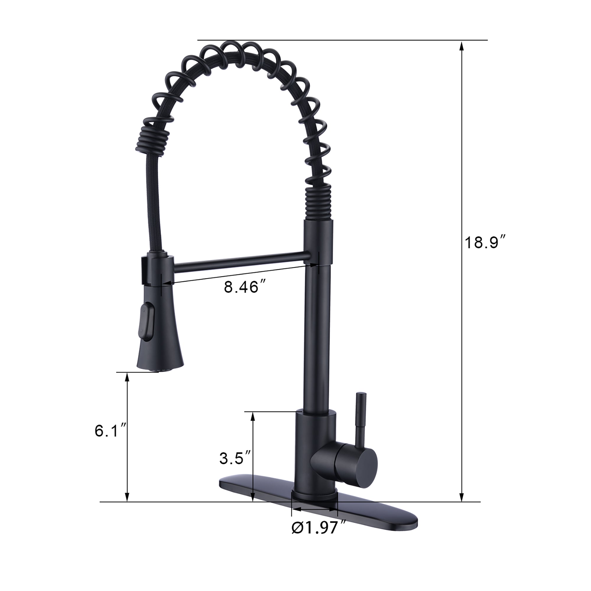 Single Handle Deck Mounted Spring Neck Pull Down Kitchen Faucet with Sprayer