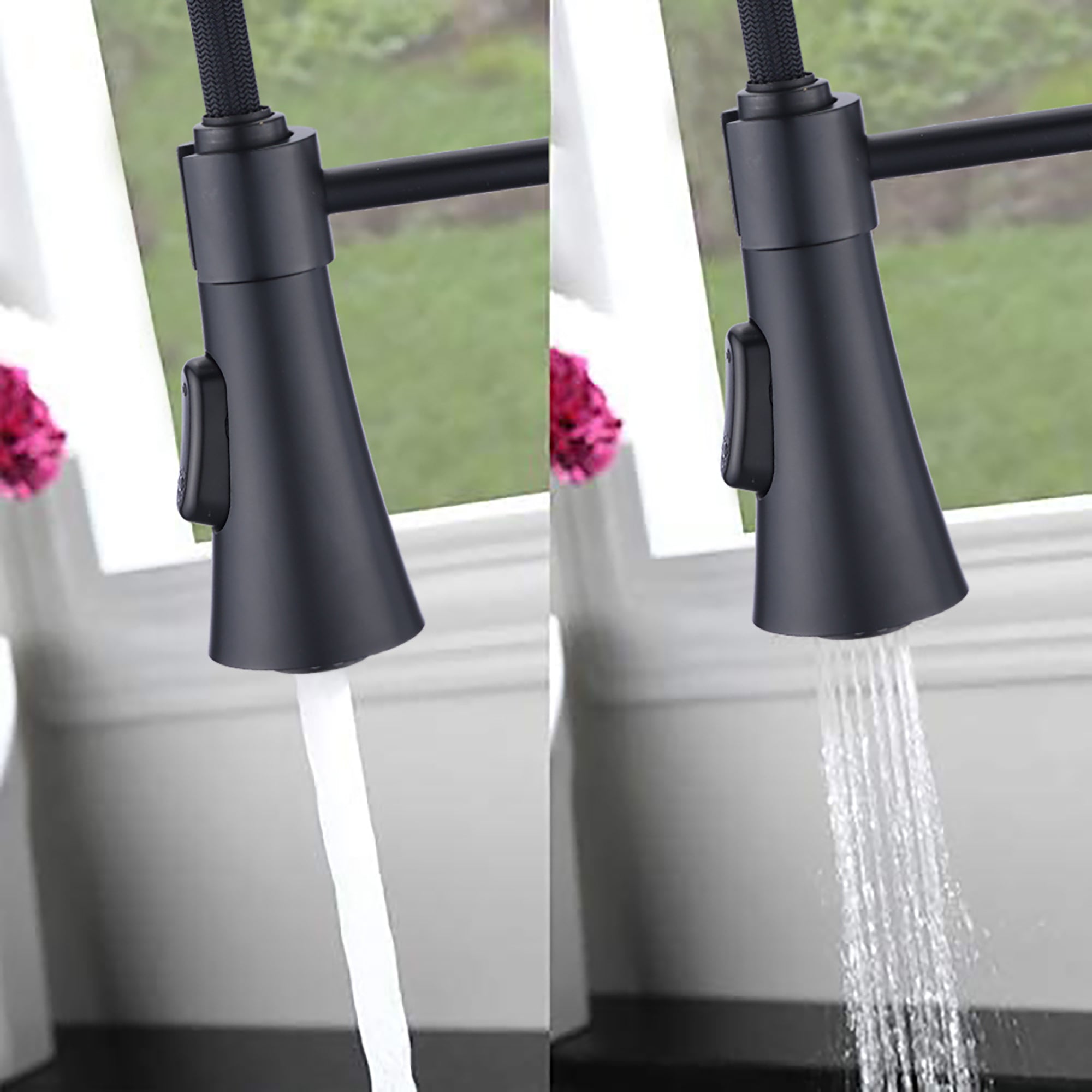 Single Handle Deck Mounted Spring Neck Pull Down Kitchen Faucet with Sprayer