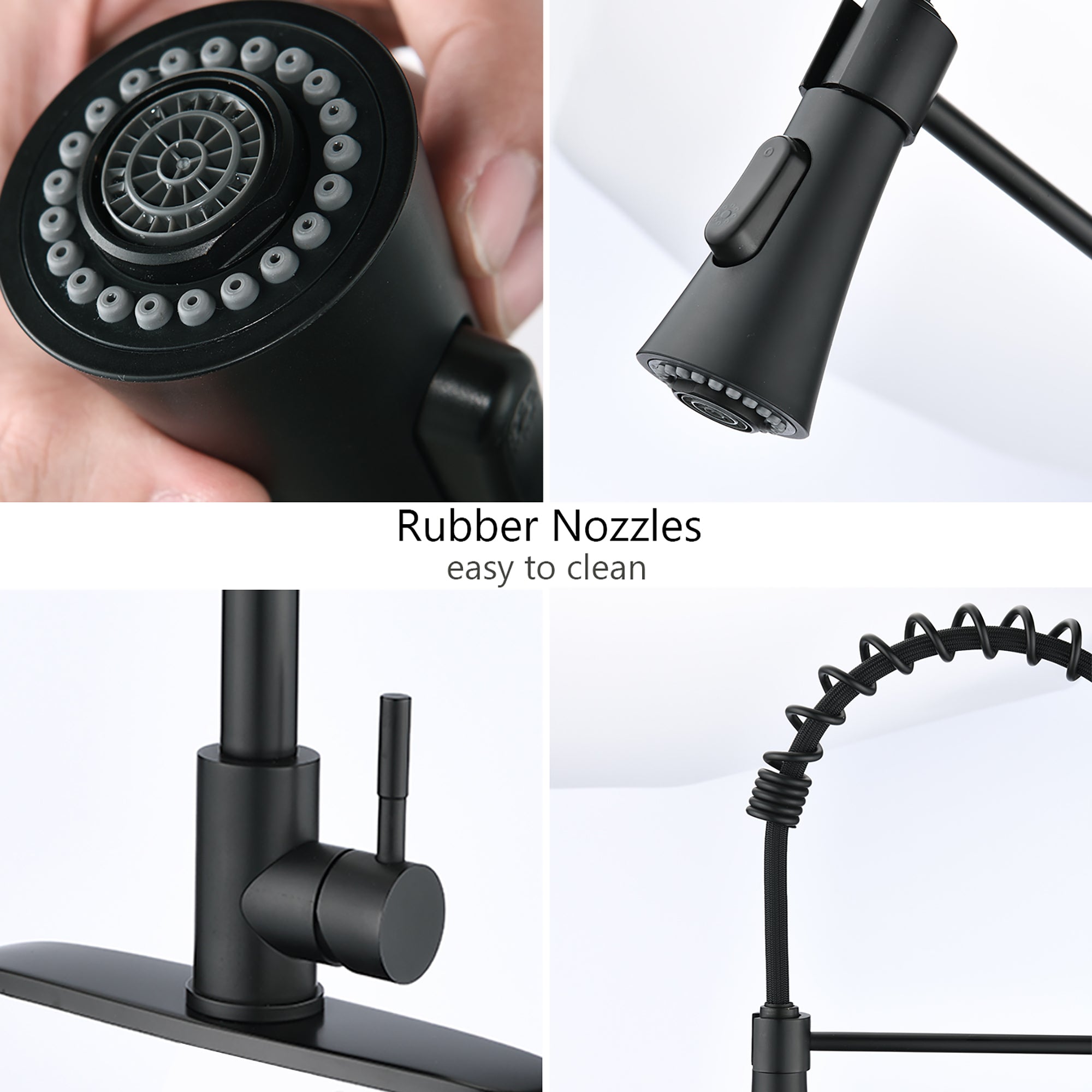Single Handle Deck Mounted Spring Neck Pull Down Kitchen Faucet with Sprayer