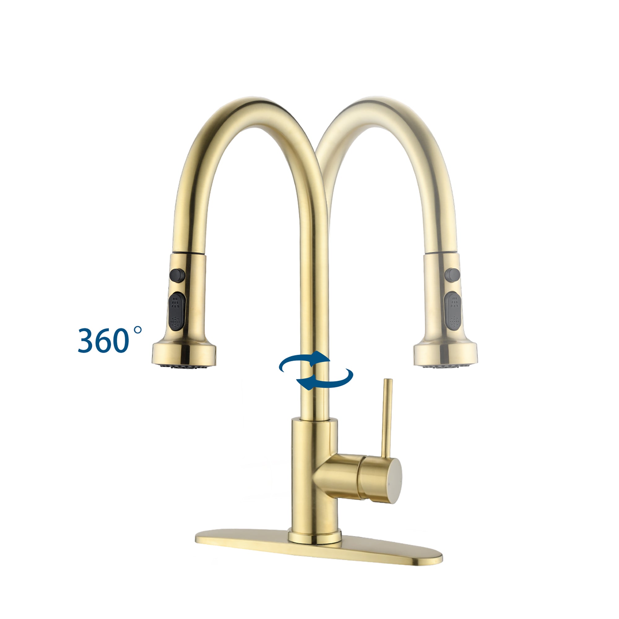 Single Handle Deck Mounted High Arc Pull Down Stainless Steel Kitchen Faucet with Soap Dispenser