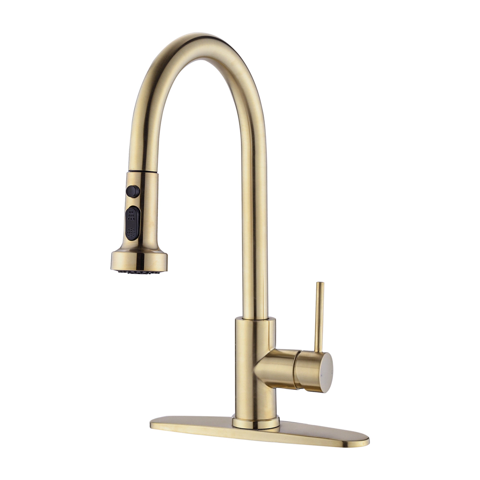 Single Handle Deck Mounted High Arc Pull Down Stainless Steel Kitchen Faucet with Soap Dispenser