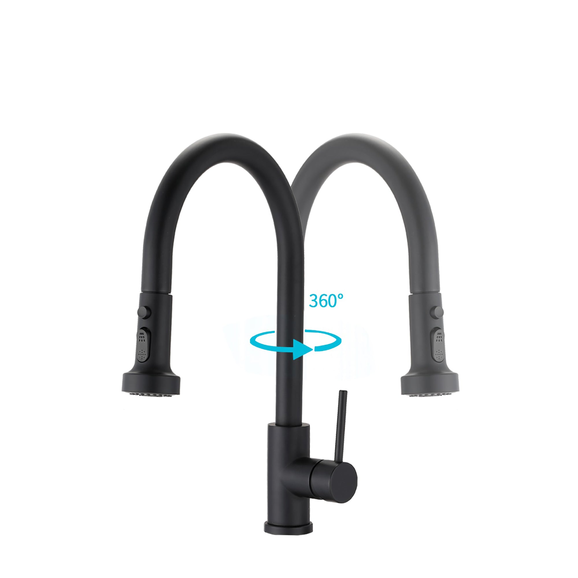Single Handle Deck Mounted High Arc Pull Down Stainless Steel Kitchen Faucet with Soap Dispenser