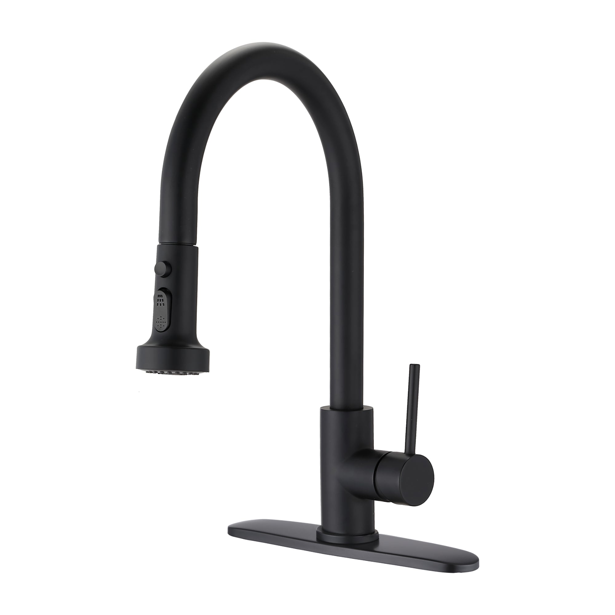 Single Handle Deck Mounted High Arc Pull Down Stainless Steel Kitchen Faucet with Soap Dispenser