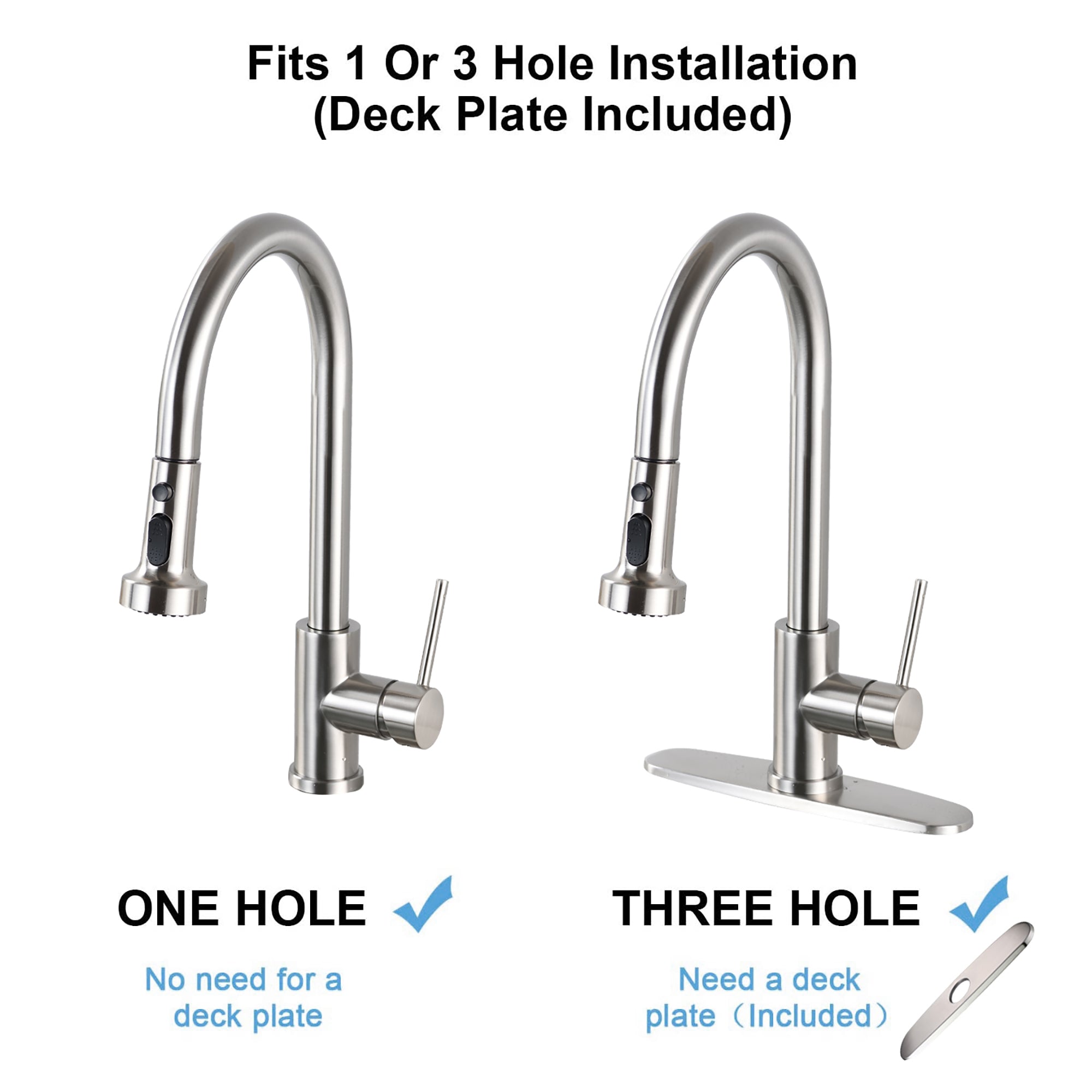Single Handle Deck Mounted High Arc Pull Down Kitchen Faucet with Sprayer