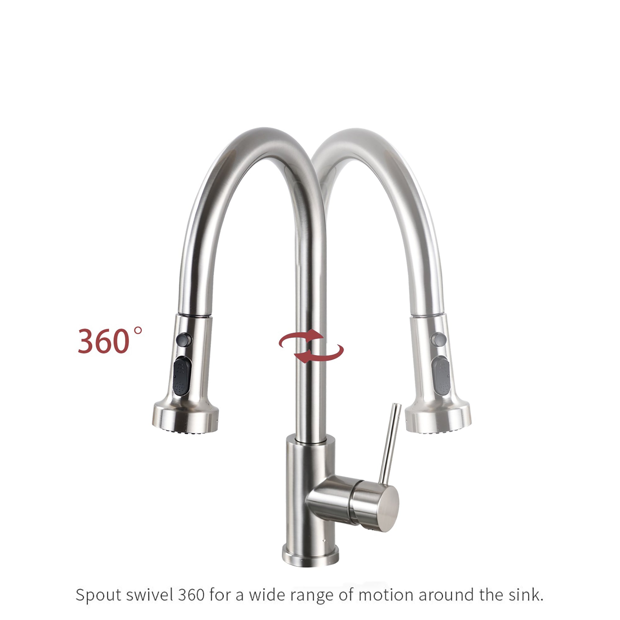 Single Handle Deck Mounted High Arc Pull Down Kitchen Faucet with Sprayer