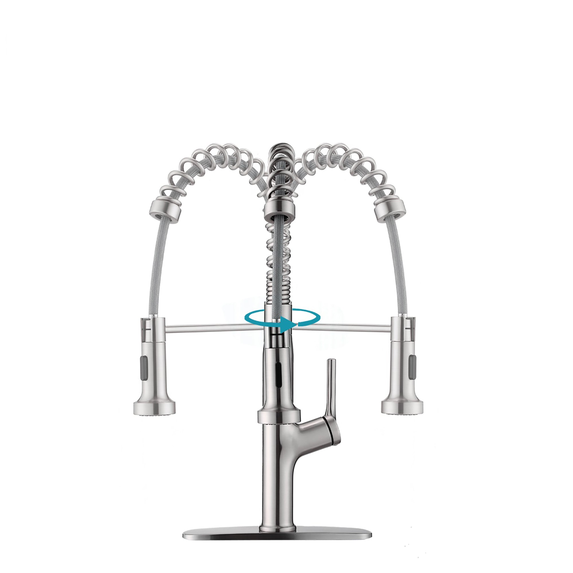 Single Handle Deck Mounted Spring Neck Kitchen Faucet with Pull out Sprayer