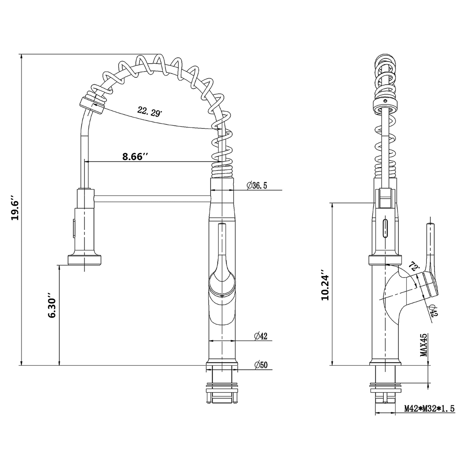 Single Handle Deck Mounted Spring Neck Kitchen Faucet with Pull out Sprayer