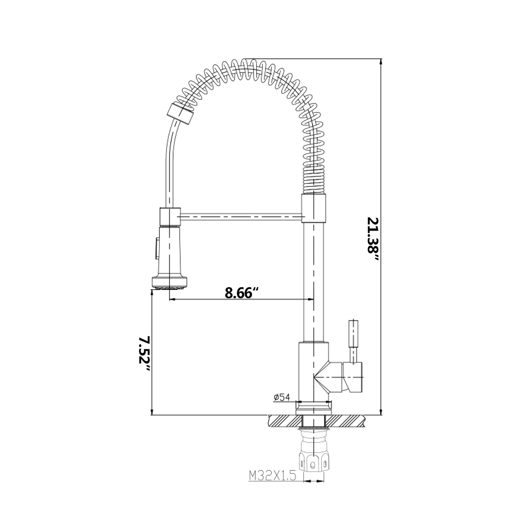 Single Handle Deck Mounted Spring Neck Kitchen Faucet with Pull Down Sprayer