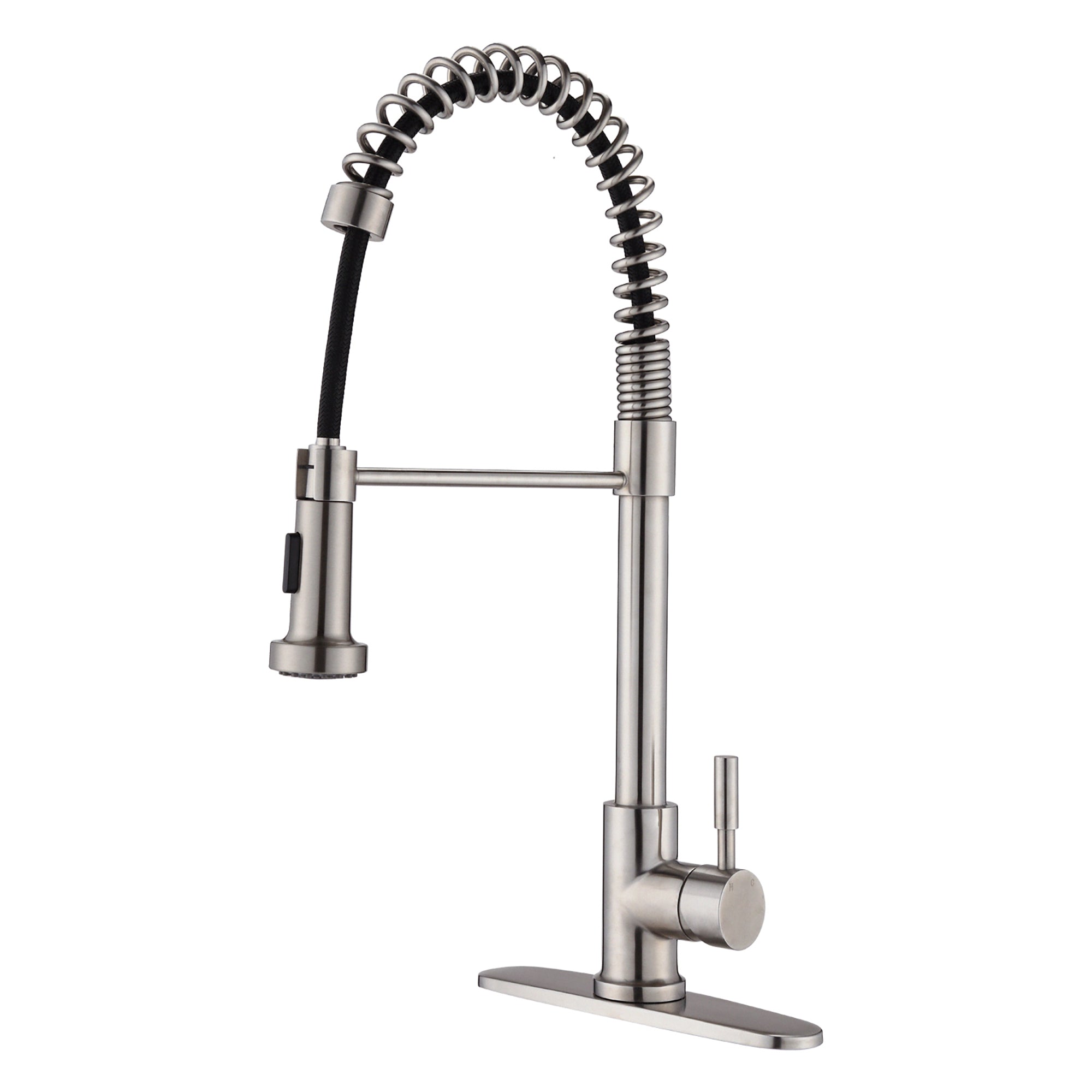 Single Handle Deck Mounted Spring Neck Kitchen Faucet with Pull Down Sprayer