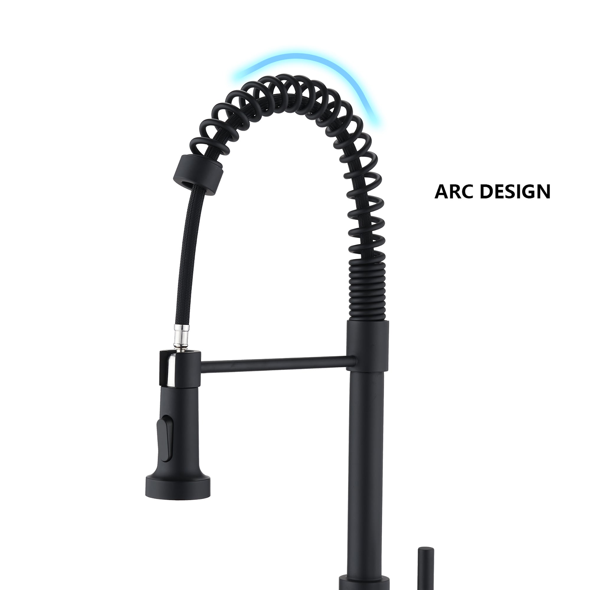Single Handle Deck Mounted Spring Neck Kitchen Faucet with Pull Down Sprayer
