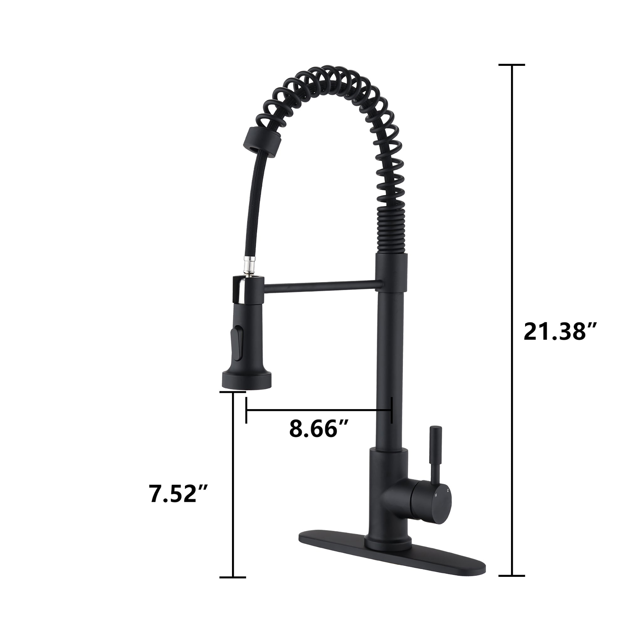 Single Handle Deck Mounted Spring Neck Kitchen Faucet with Pull Down Sprayer