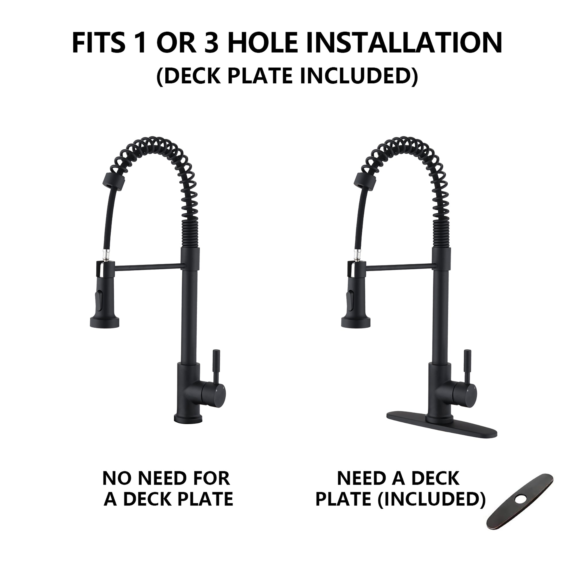 Single Handle Deck Mounted Spring Neck Kitchen Faucet with Pull Down Sprayer