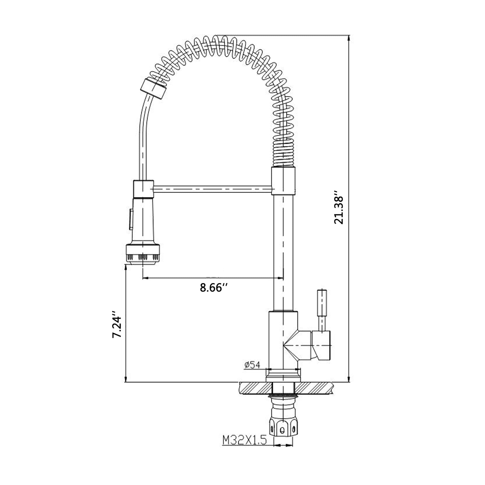 Single Handle Deck Mounted Spring Neck Pull Down Kitchen Faucet with Deckplate