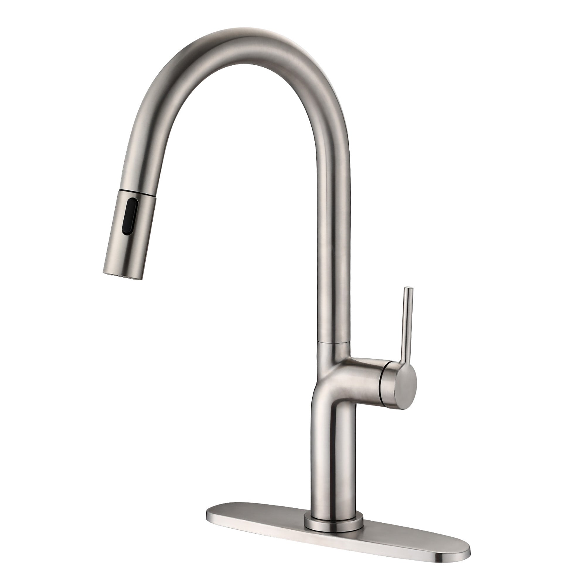 Single Handle Deck Mounted High Arc Pull Down Kitchen Faucet with Deckplate