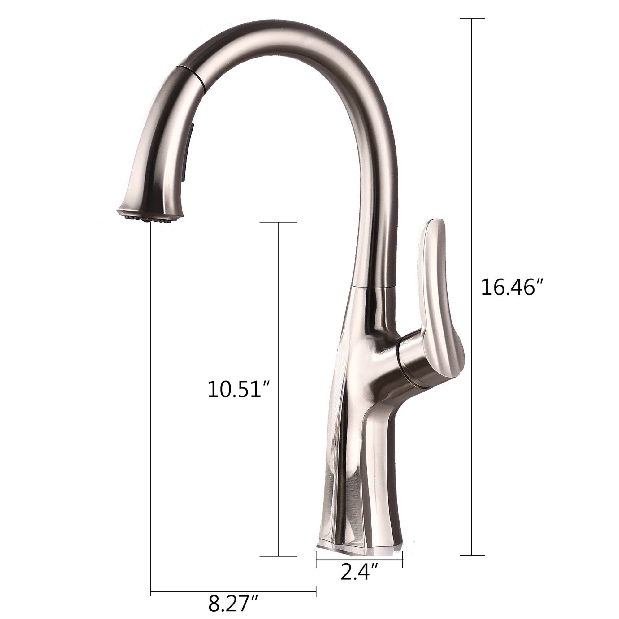 Single Handle Deck Mounted High Arc Pull Down Kitchen Faucet