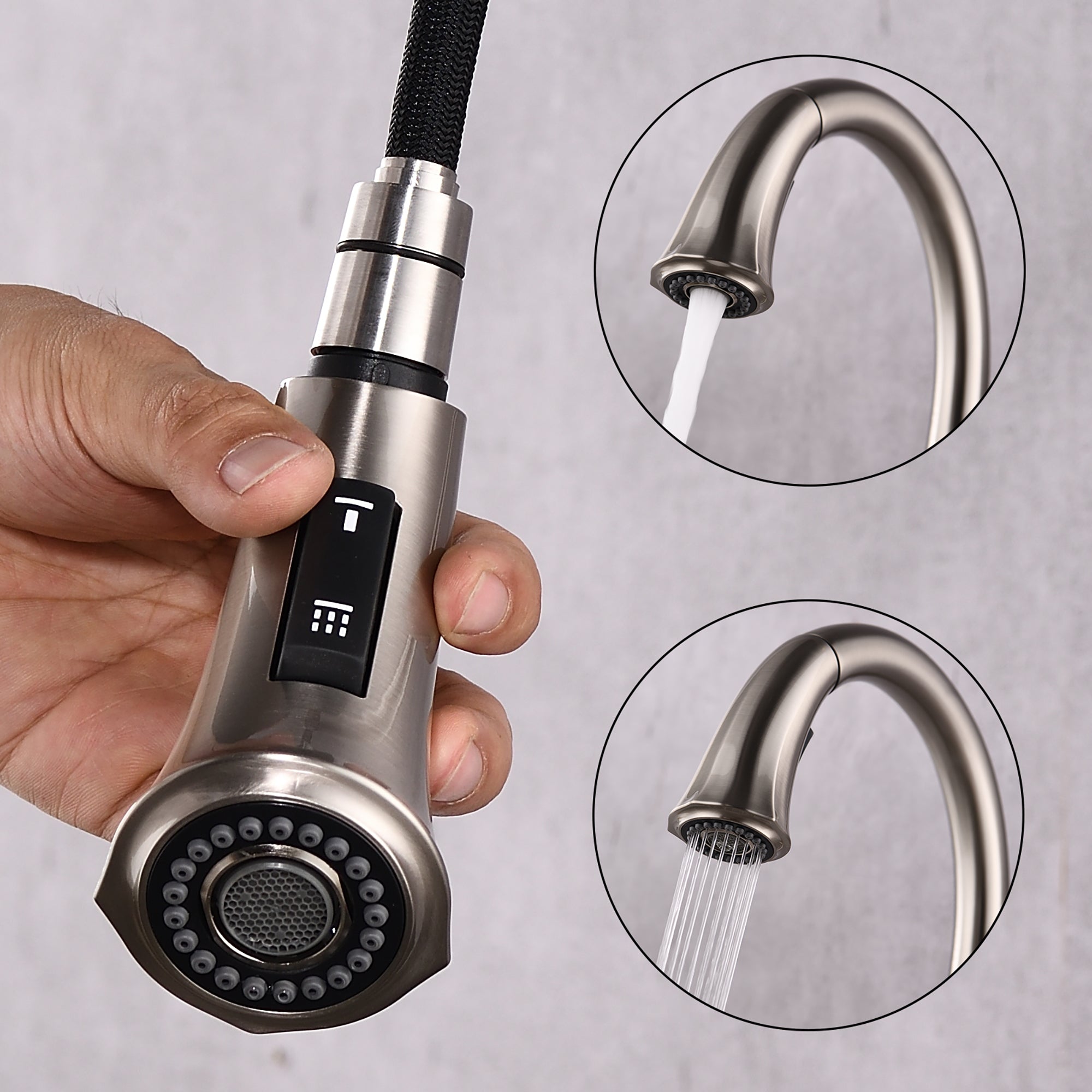 Single Handle Deck Mounted High Arc Pull Down Kitchen Faucet