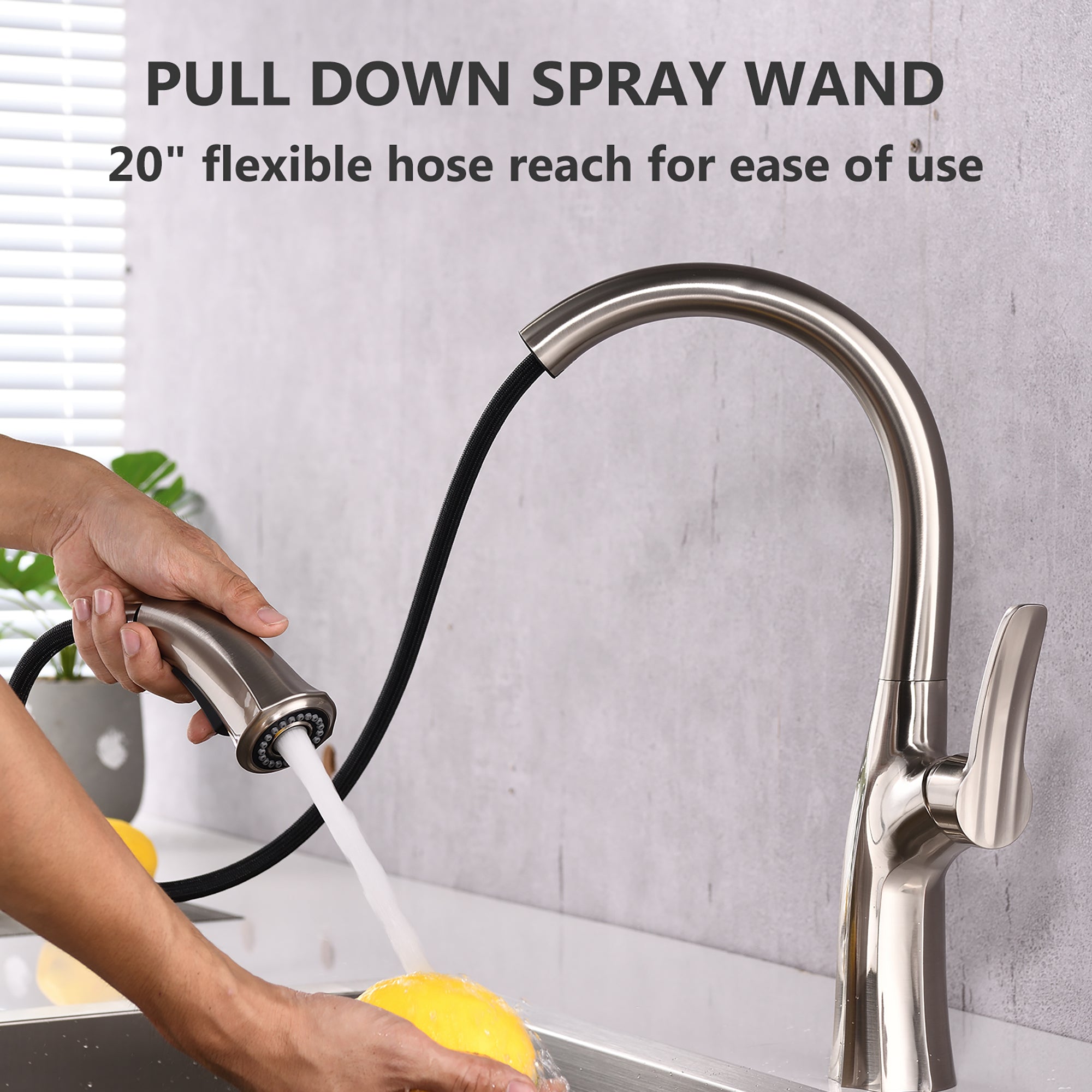 Single Handle Deck Mounted High Arc Pull Down Kitchen Faucet