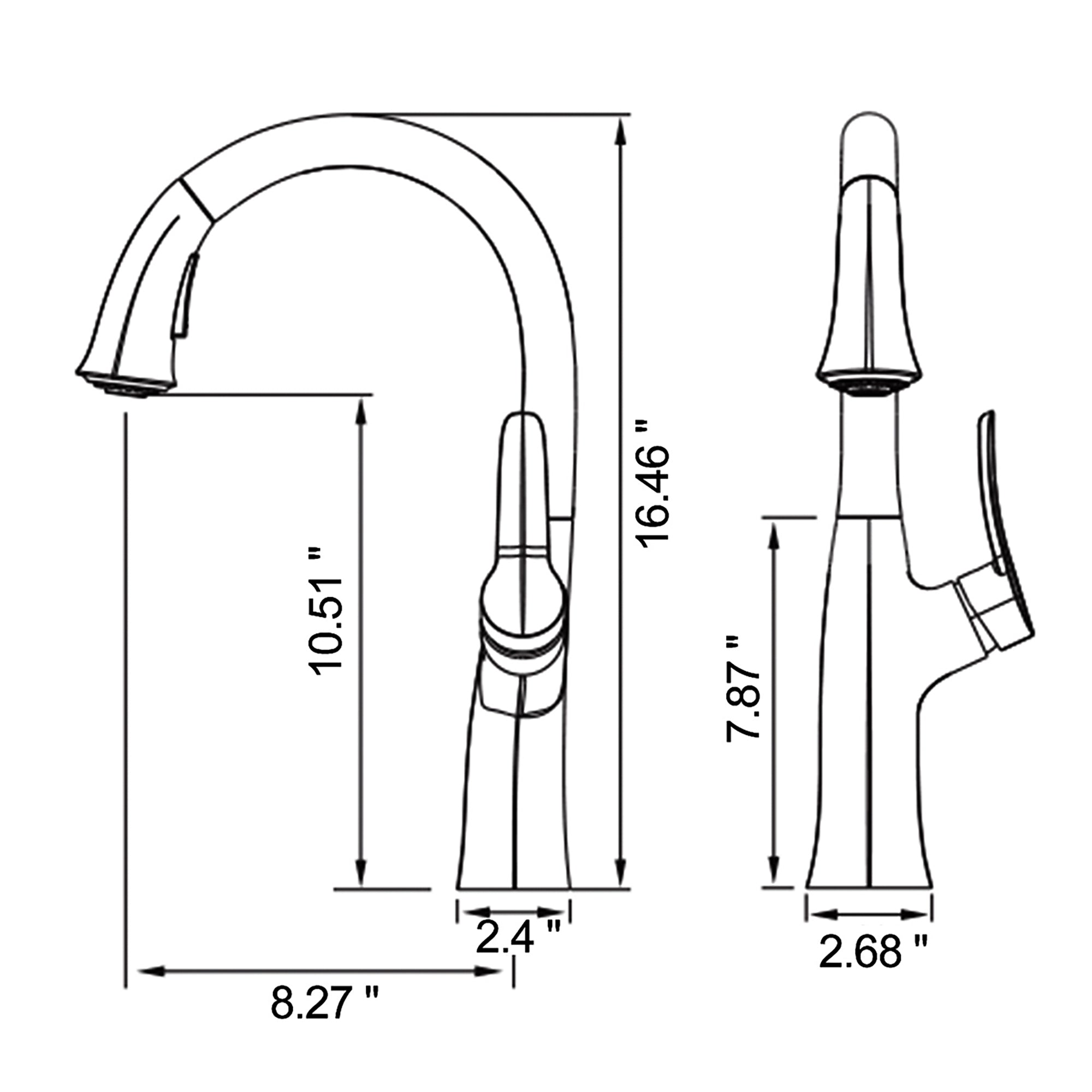 Single Handle Deck Mounted High Arc Pull Down Kitchen Faucet