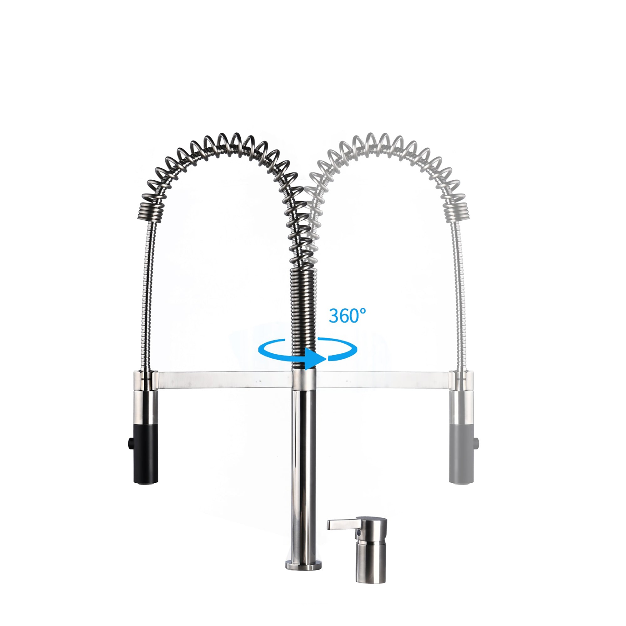 Single Handle Deck Mounted Spring Neck Pull Down Kitchen Faucet with Soap Dispenser