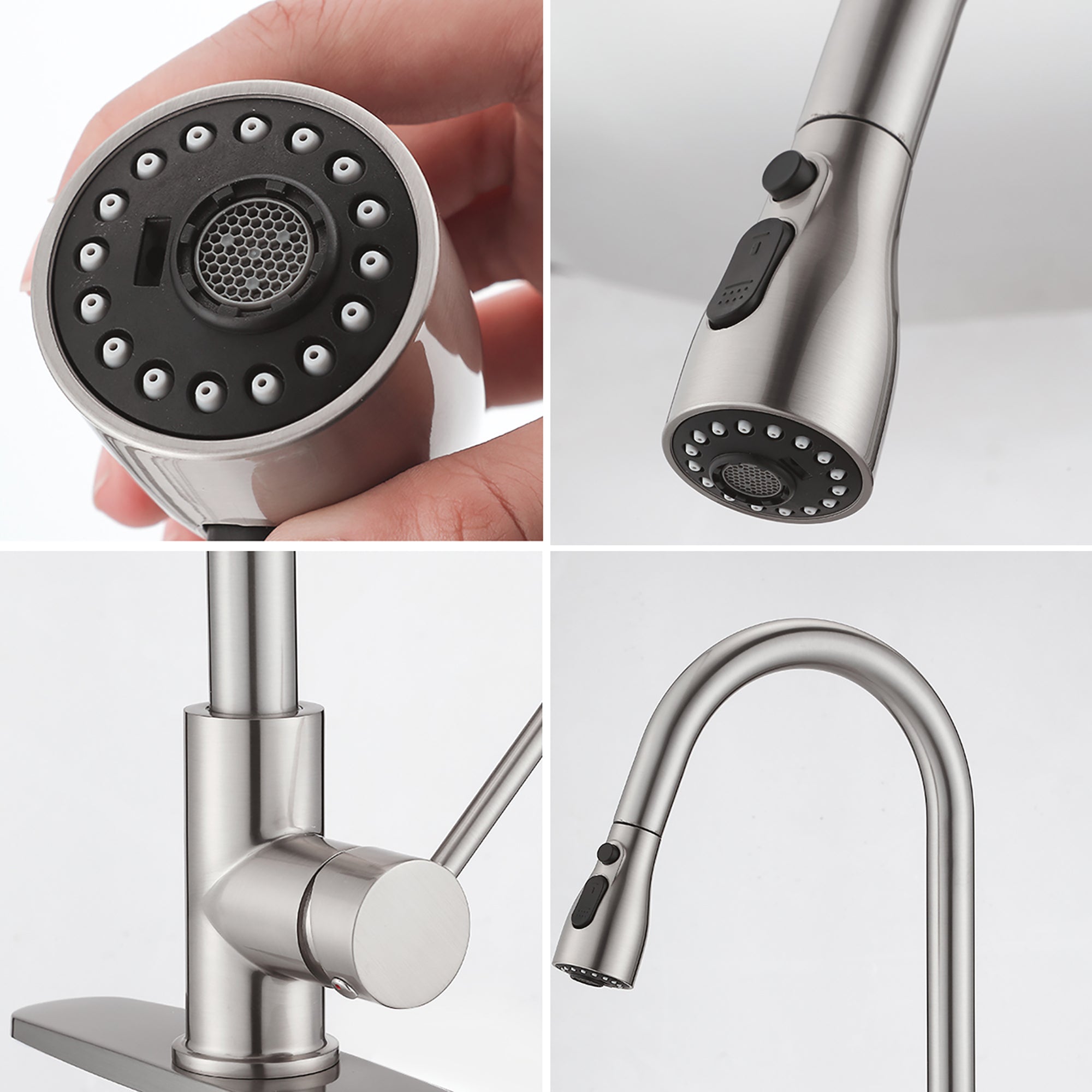 Single Handle Deck Mounted High Arc Pull Down Kitchen Faucet with Deckplate