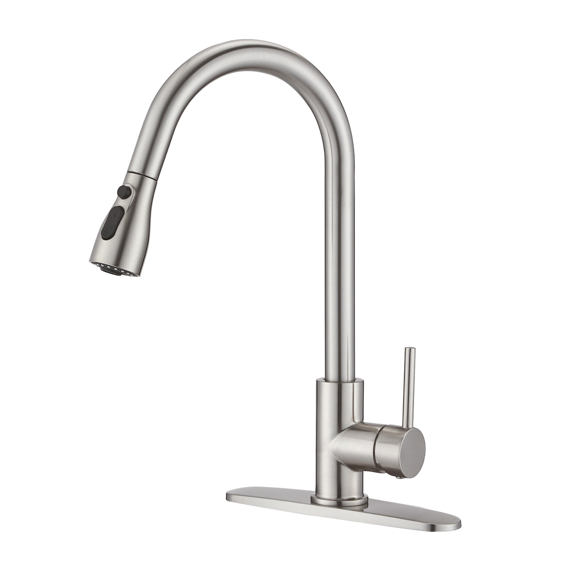 Single Handle Deck Mounted High Arc Pull Down Kitchen Faucet with Deckplate