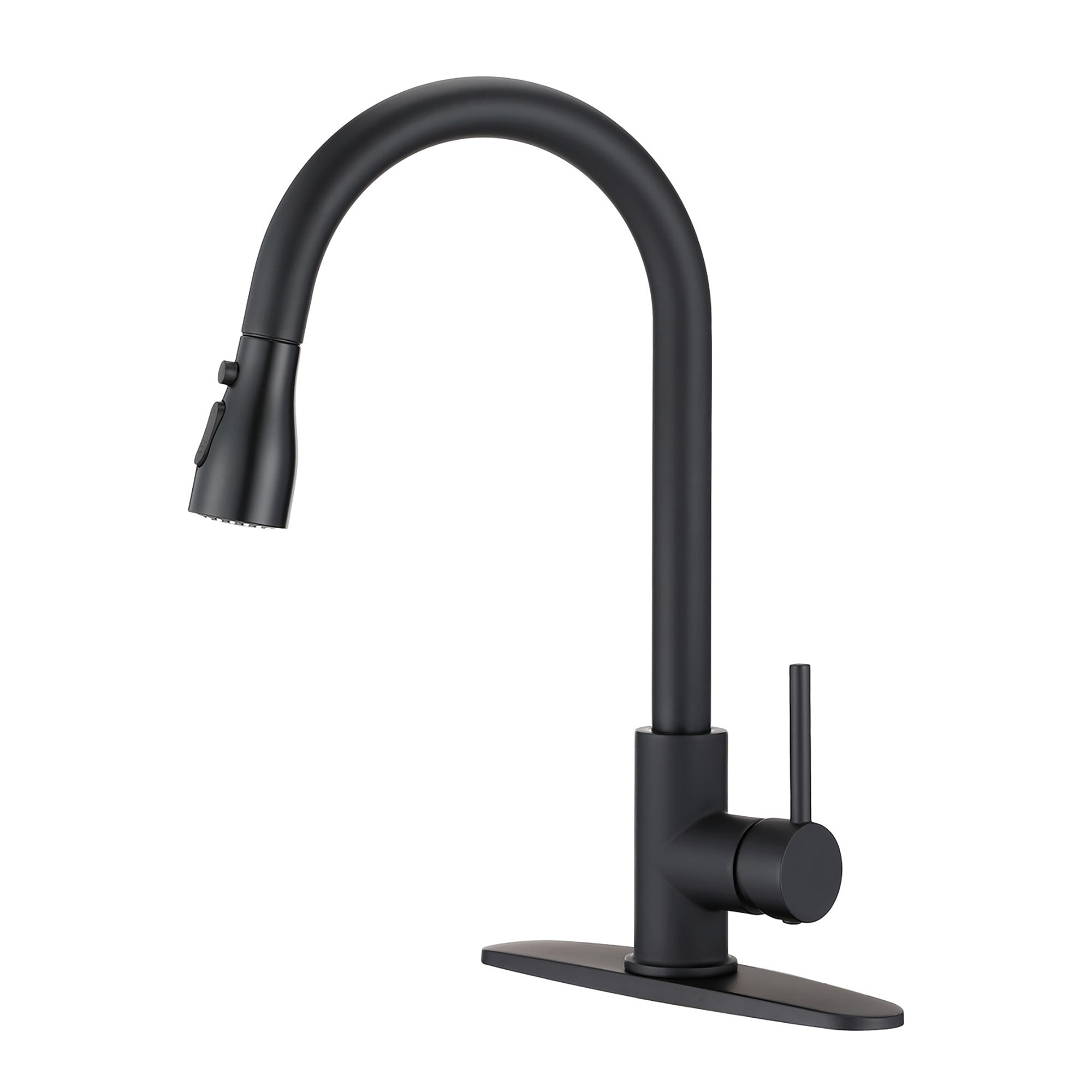 Single Handle Deck Mounted High Arc Pull Down Kitchen Faucet with Deckplate