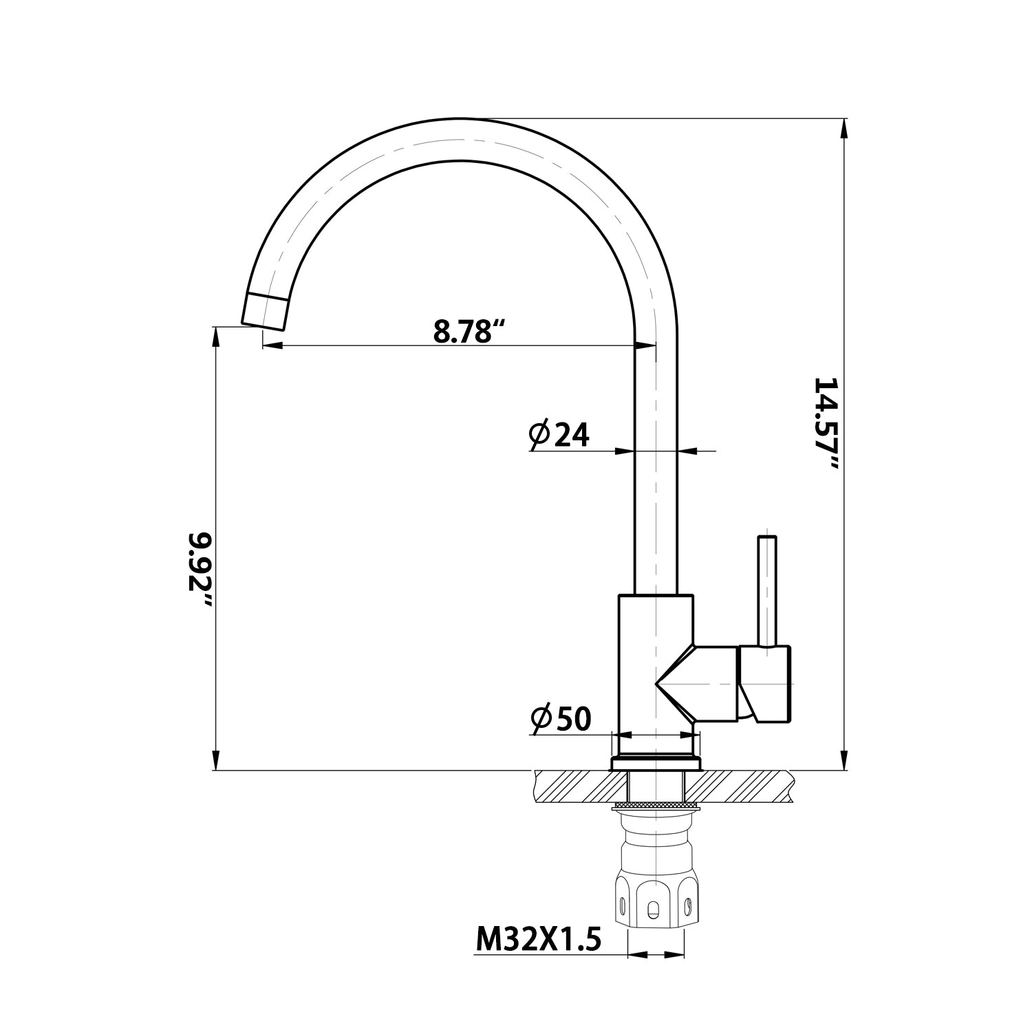 Single Handle Deck Mounted High Arc Kitchen Faucet with Soap Dispenser
