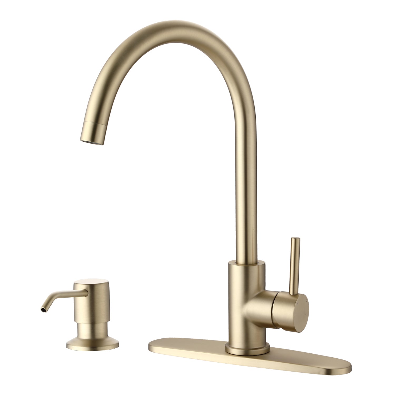 Single Handle Deck Mounted High Arc Kitchen Faucet with Soap Dispenser